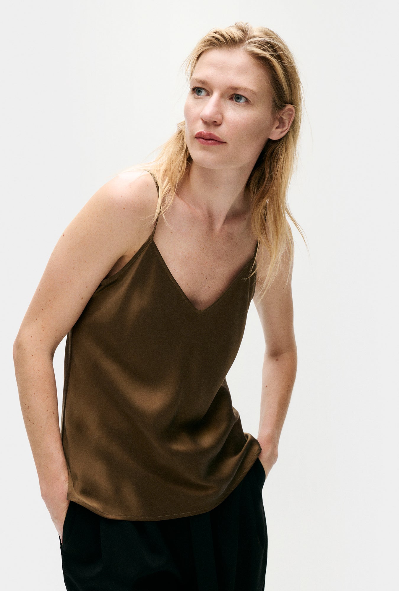 Bias Cut Cami Dark Earth