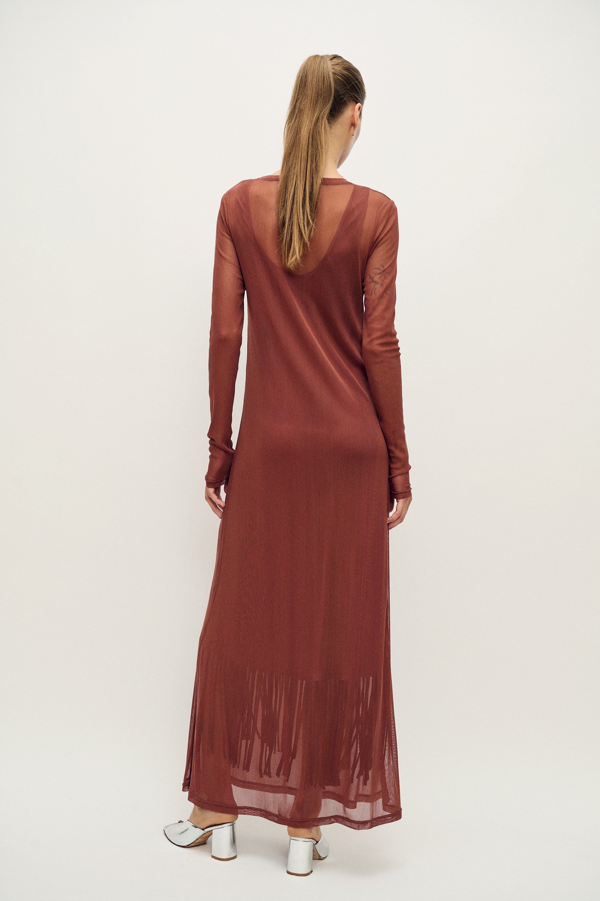 MESH LONG SLEEVE DRESS CANYON