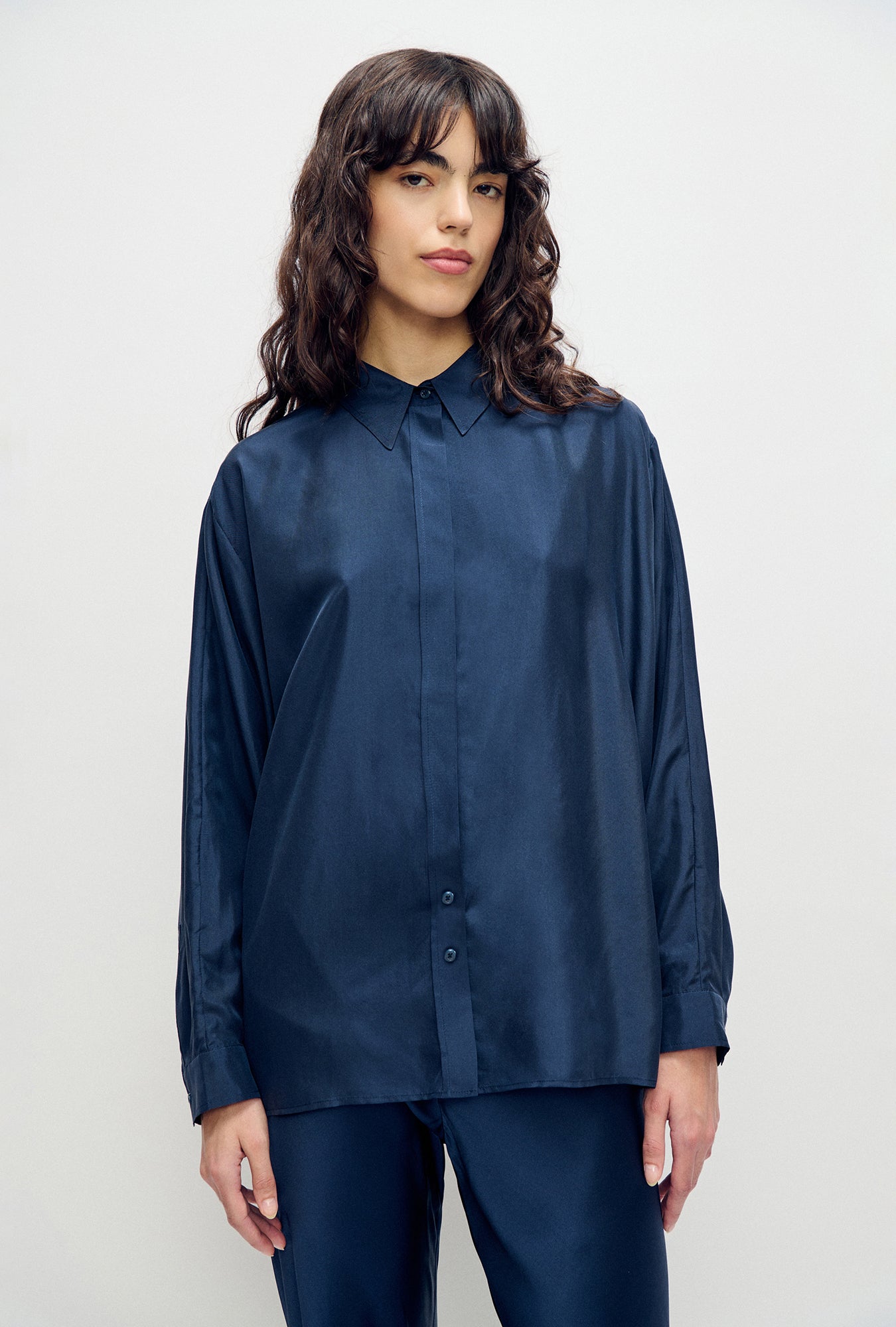 Habotai Crossover Shirt Midnight