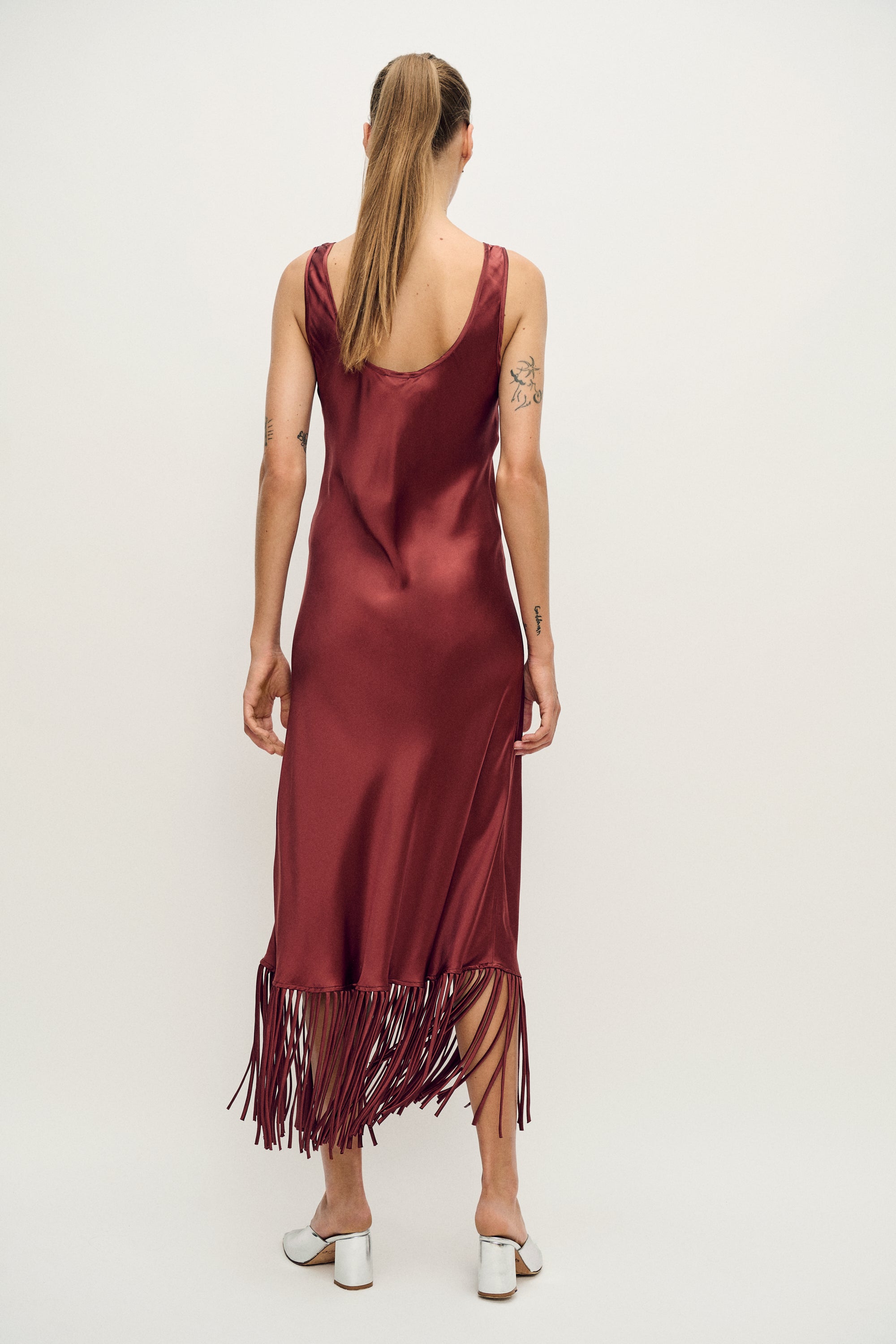 FRINGE SCOOP NECK DRESS CANYON