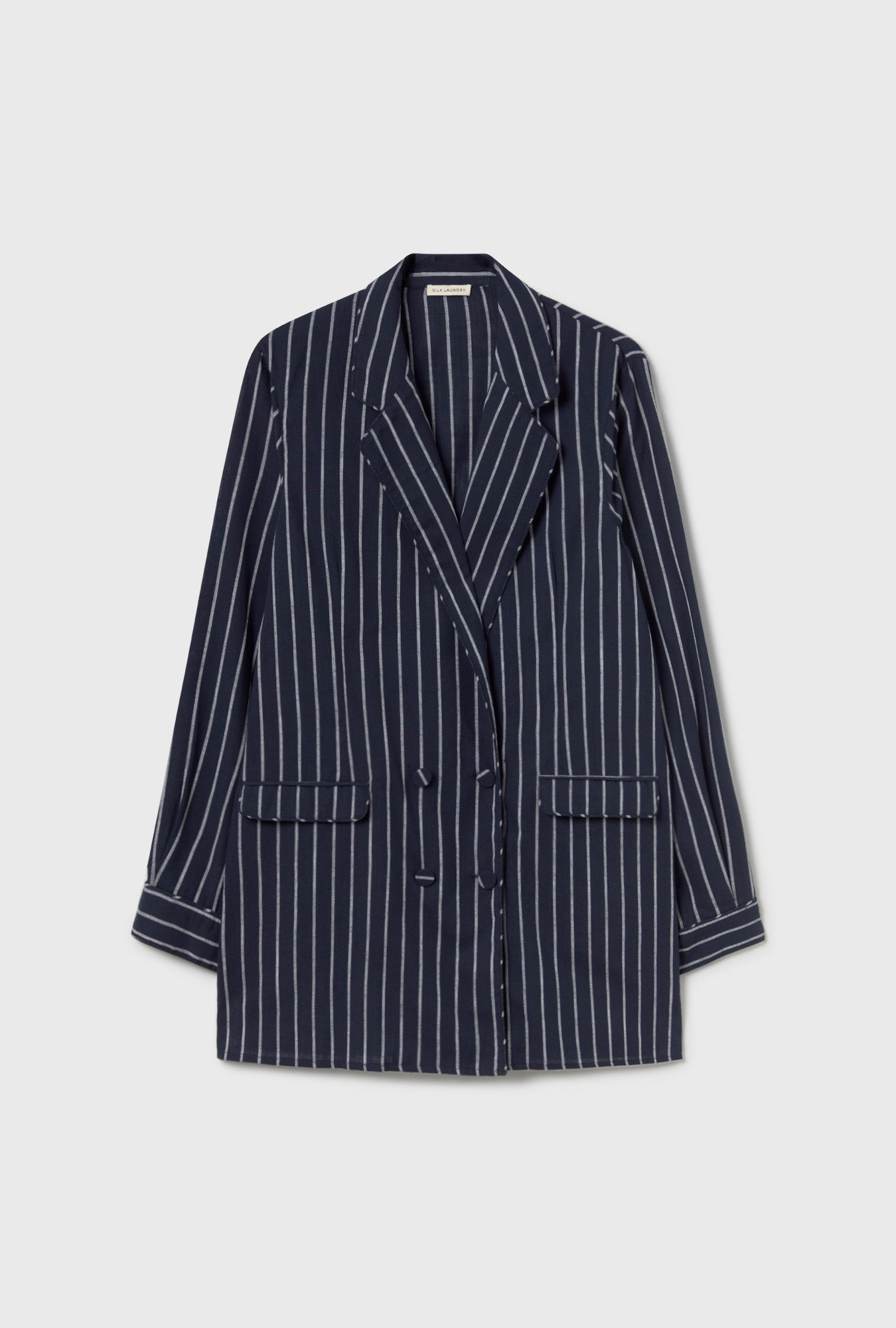 Cotton Relaxed Blazer Egret Stripe