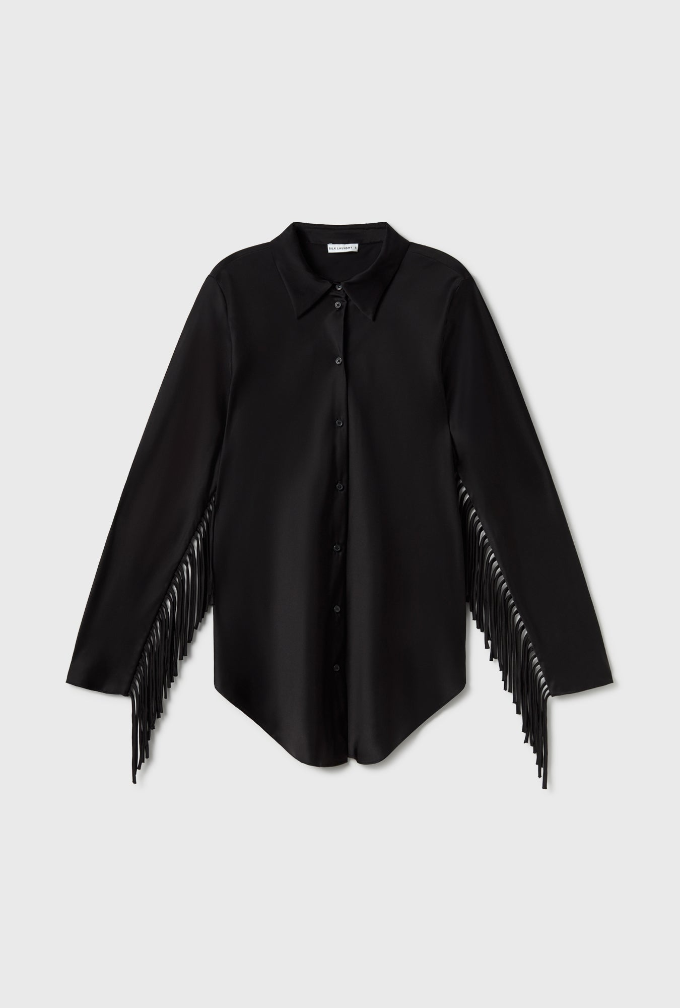 Fringe Bias Cut Shirt Black