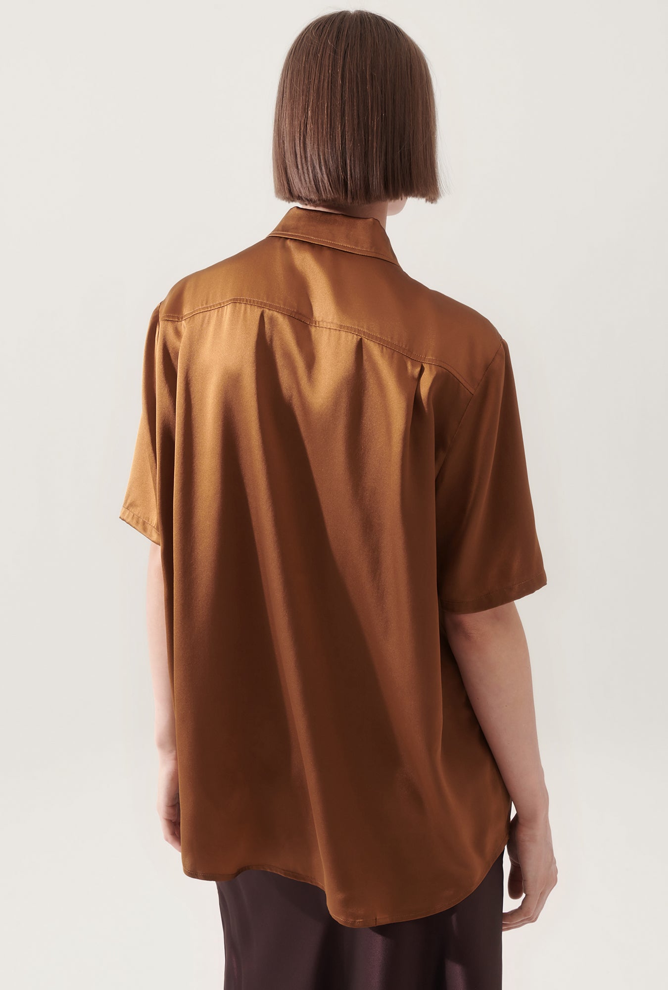 Short Sleeve Boyfriend Shirt Van Dyke Brown