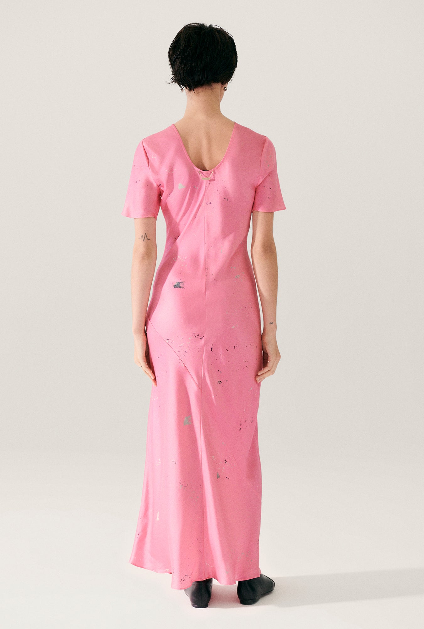 Short Sleeve Bias Dress Hog Wash