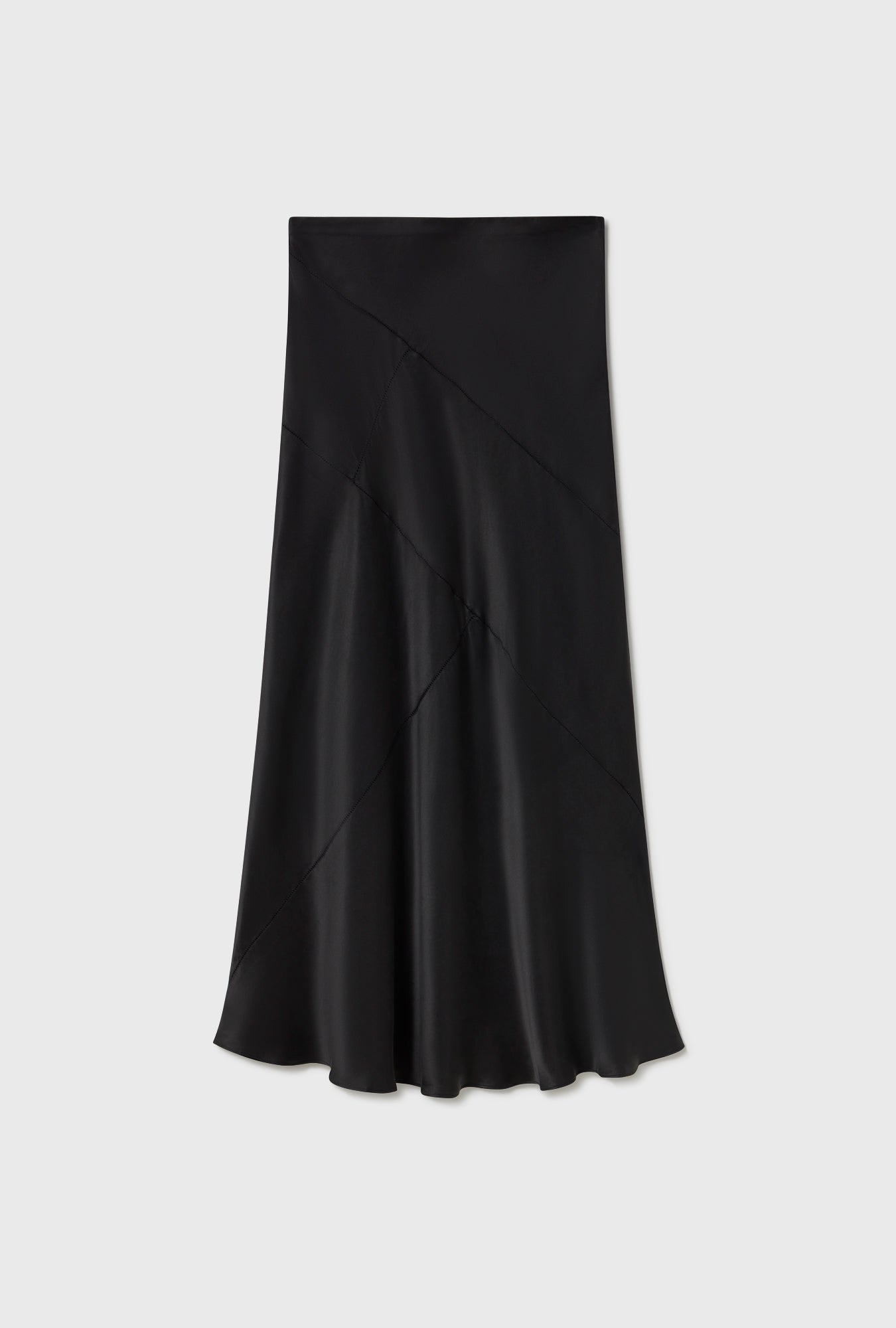 Splice Long Bias Cut Skirt Black