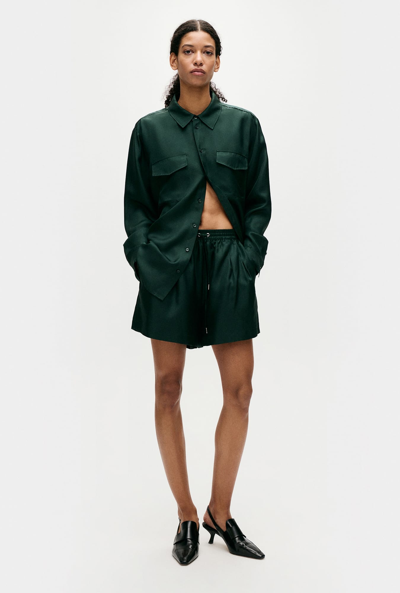 Twill Slouch Shorts Scarab