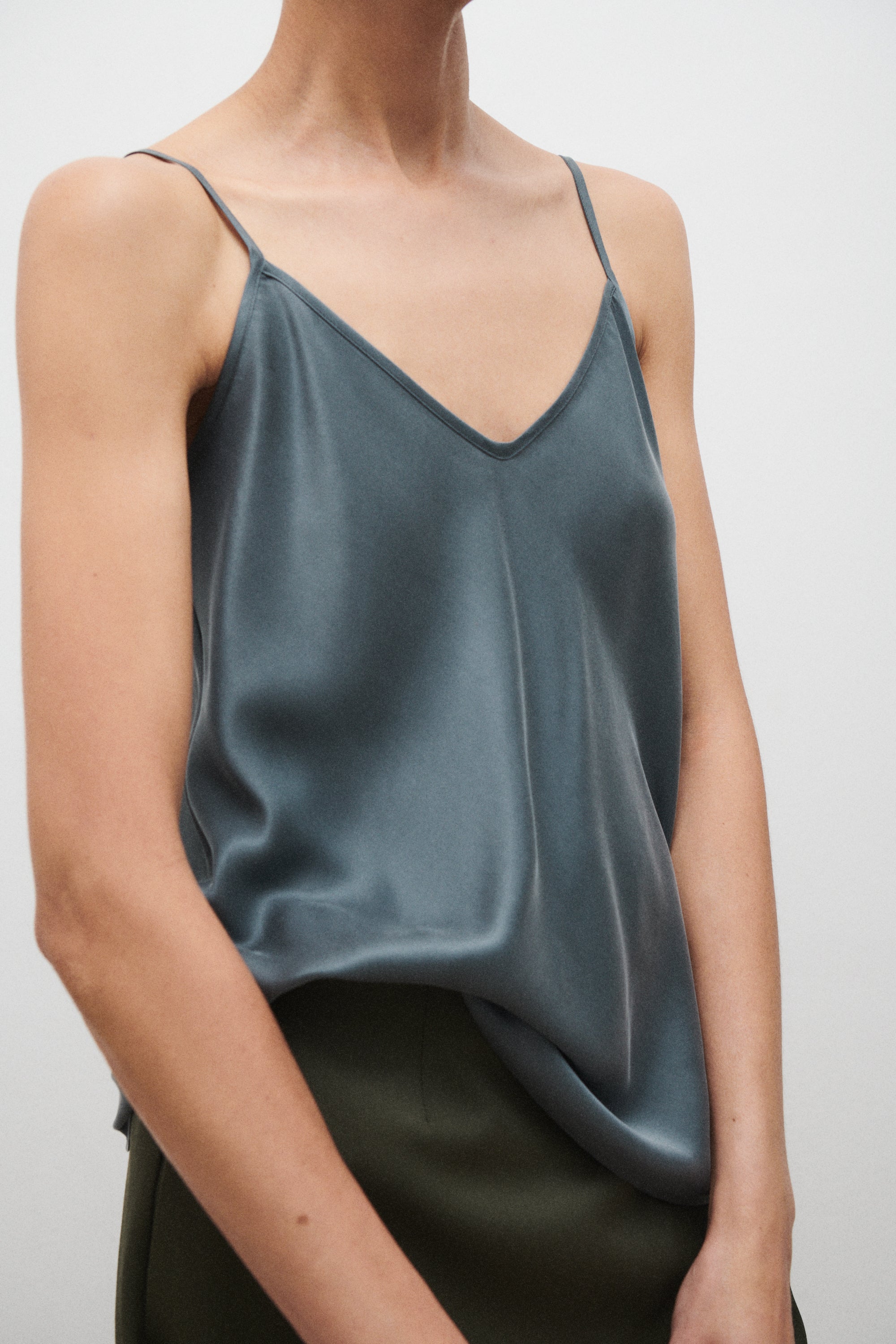 Bias Cut Cami Slate