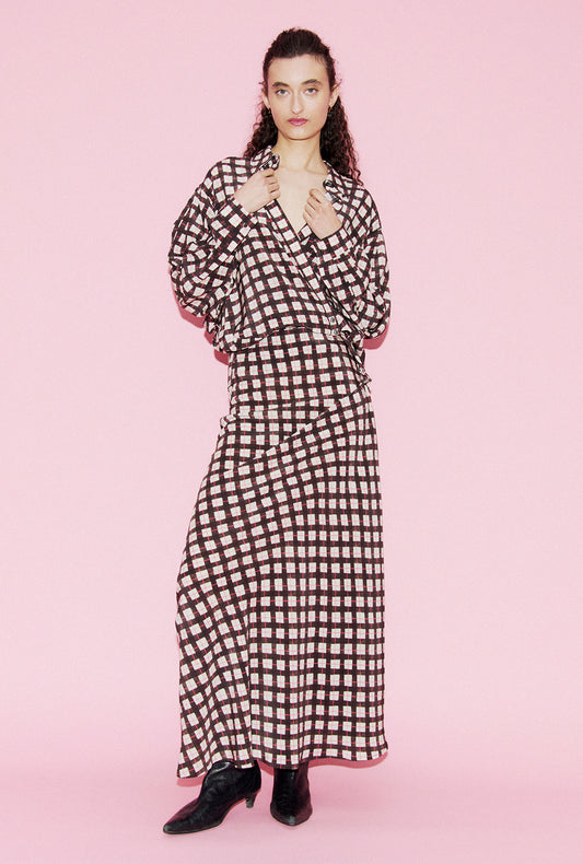 CDC Long Bias Cut Skirt Luna Gingham