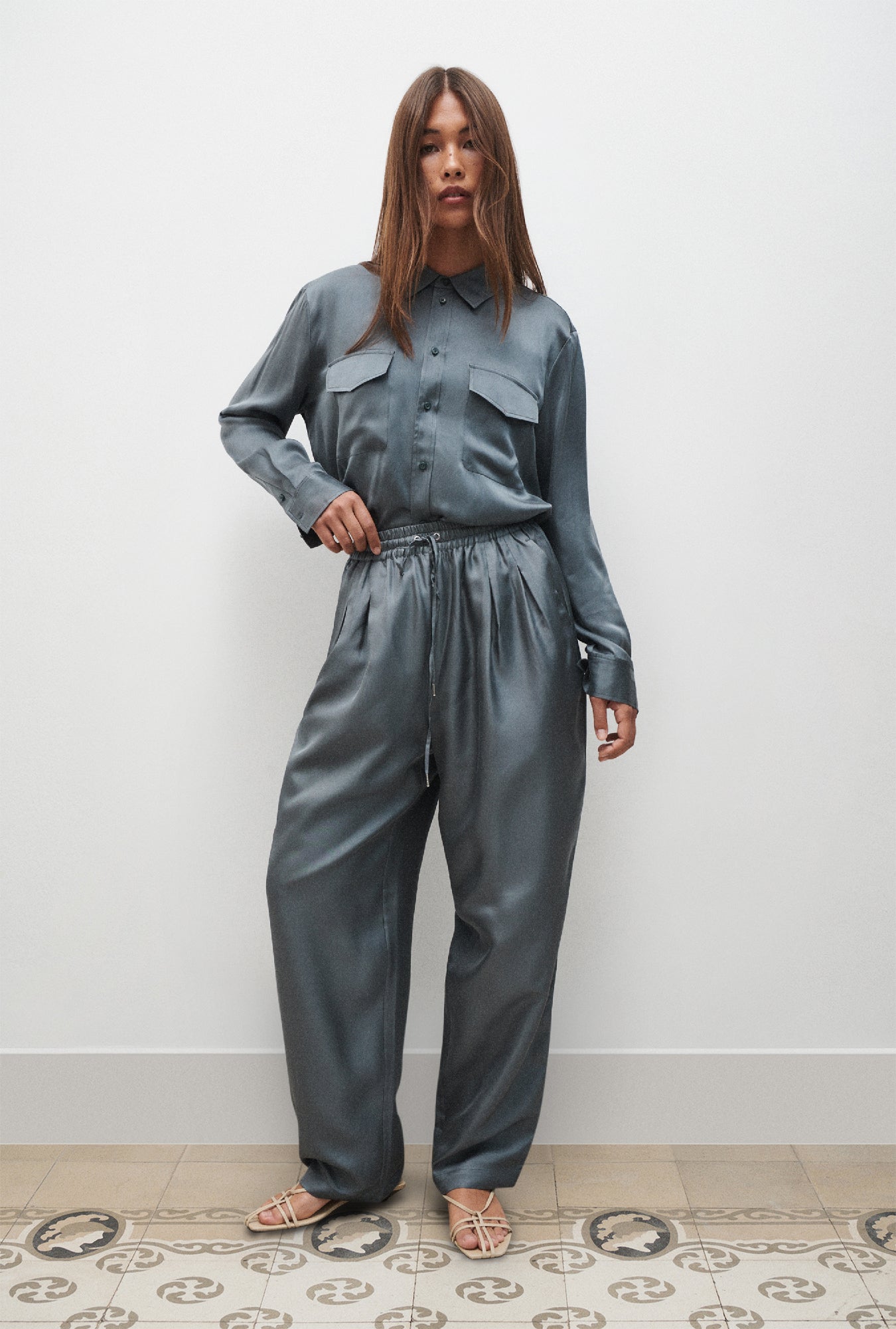Twill Slouch Pants Slate