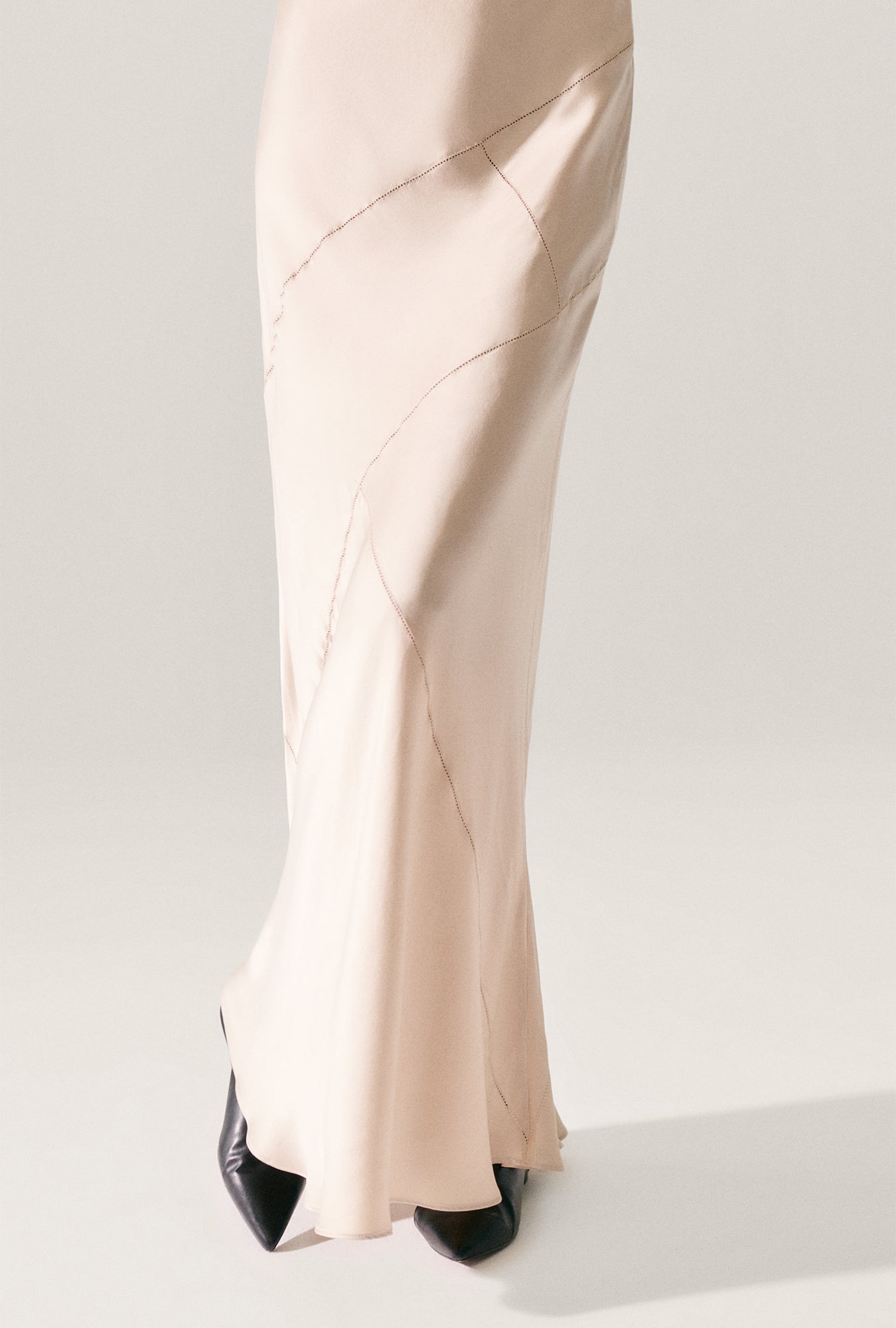 Splice Full Sleeve Bias Dress Hazelnut