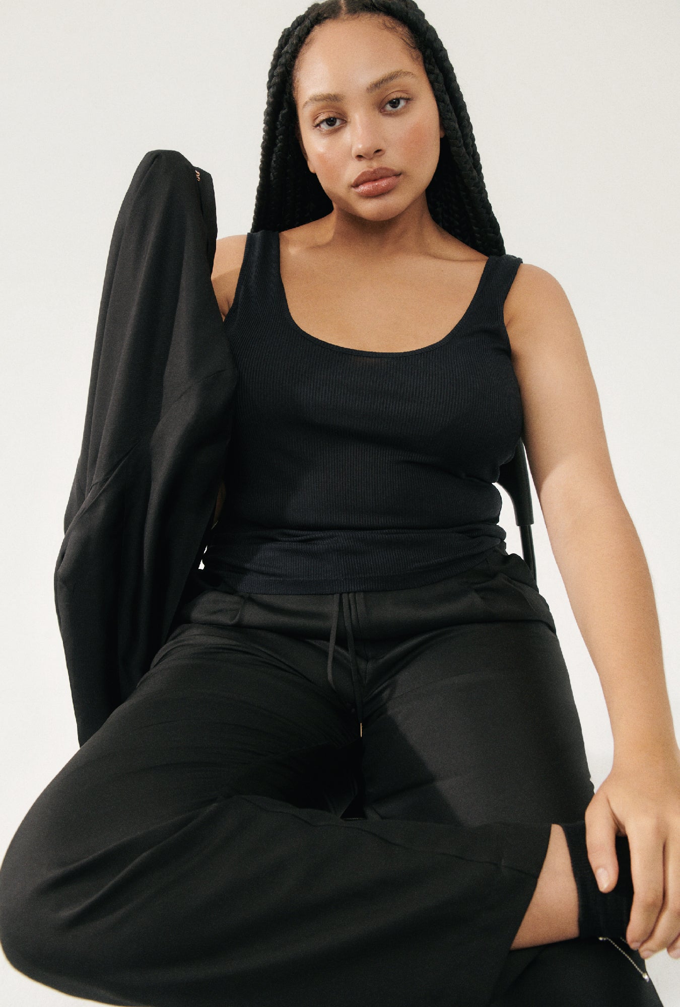 Ribbed Tank Black