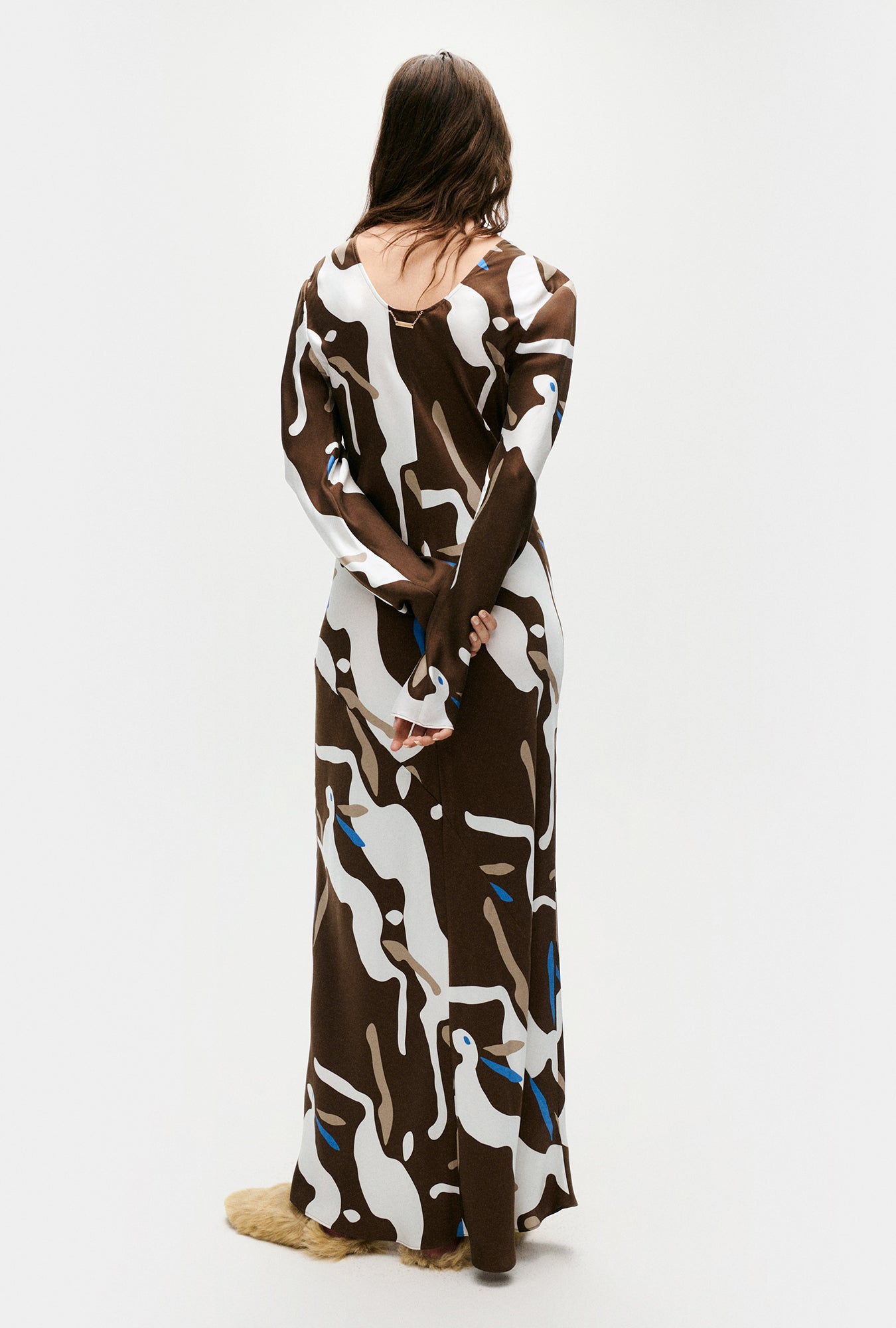Full Sleeve Bias Dress Rabbit Dark Earth