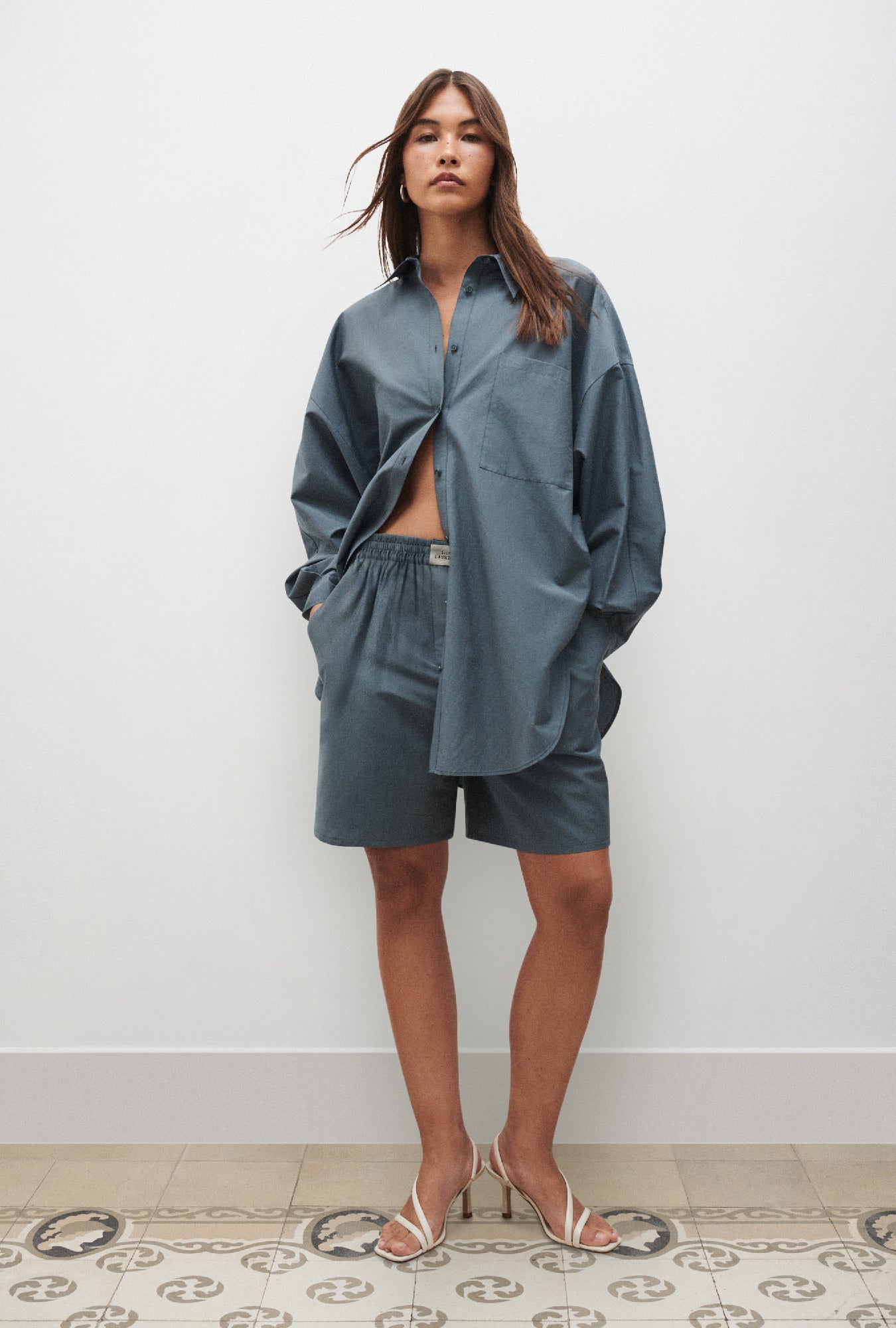 COTTON SILK BOXERS SLATE