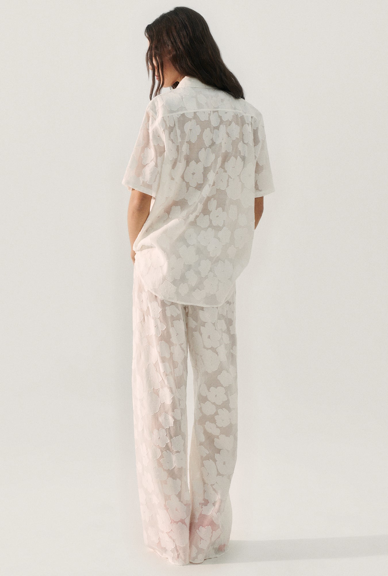 CLIP SILK SHORT SLEEVE BOYFRIEND SHIRT WHITE