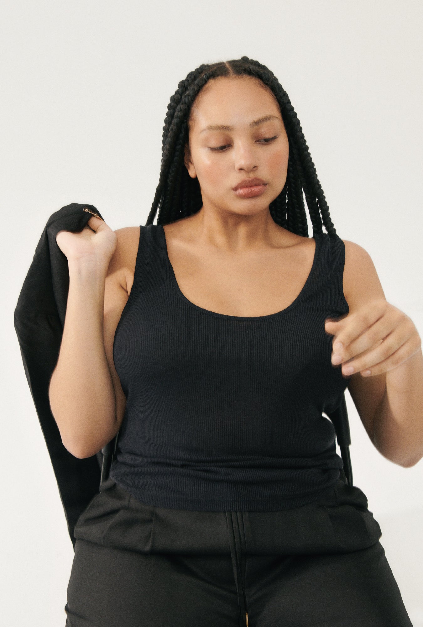 Ribbed Tank Black