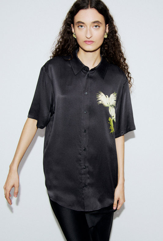 Short Sleeve Boyfriend Shirt Egret