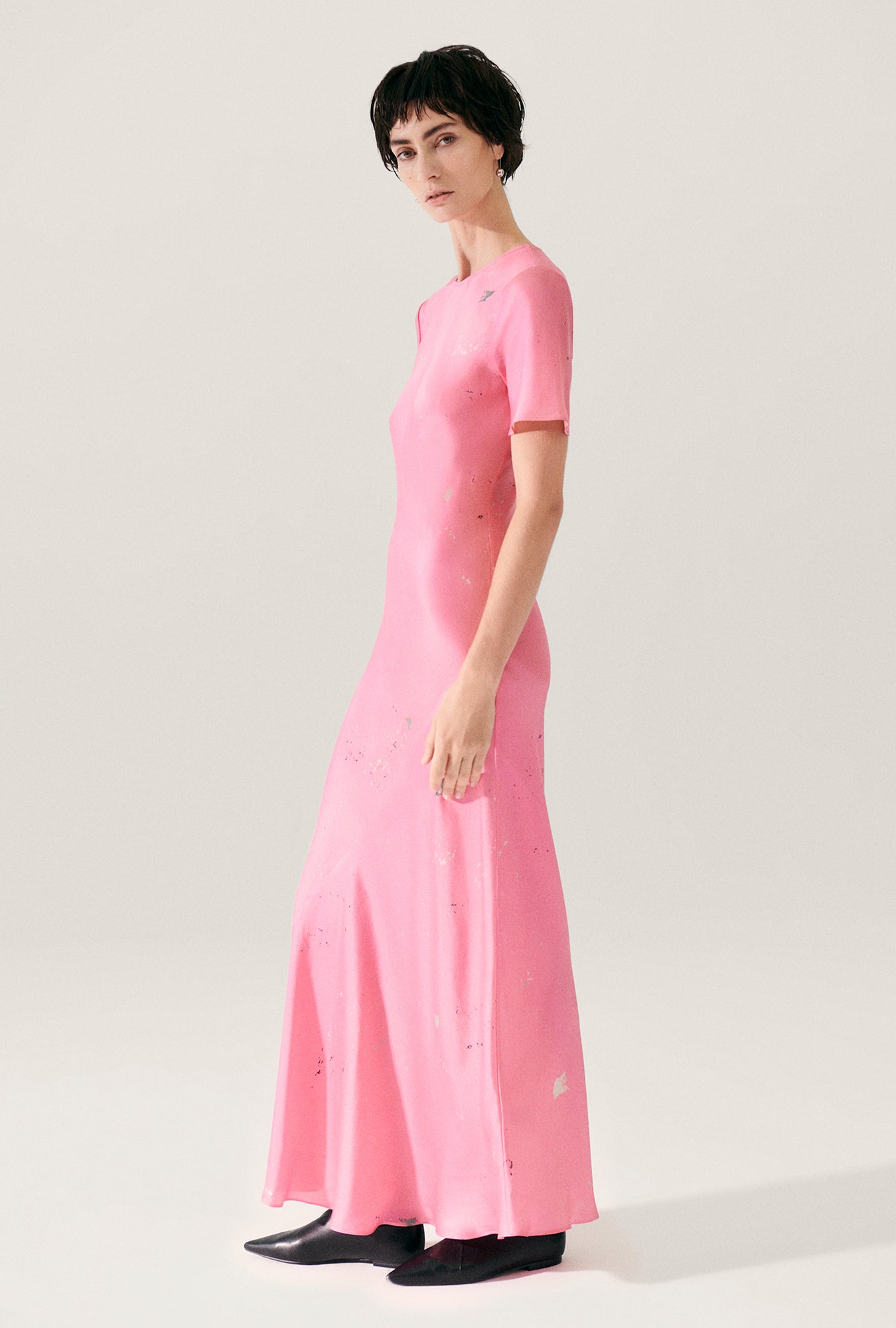 Short Sleeve Bias Dress Hog Wash