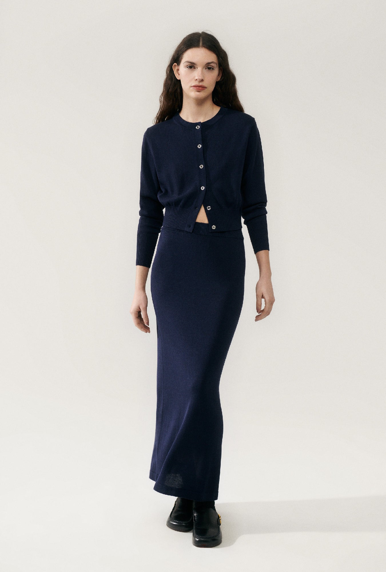 Knit Straight Skirt Midnight