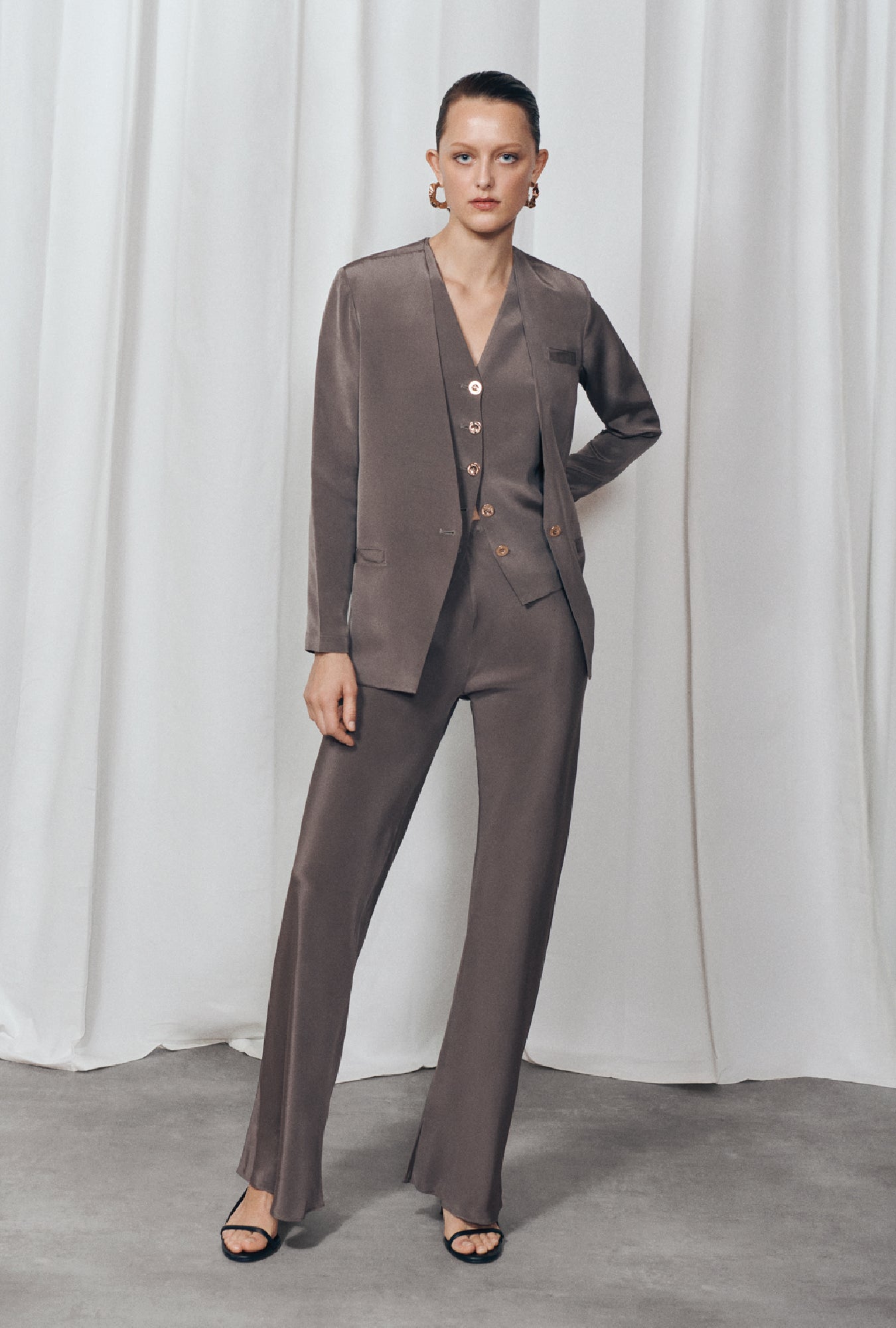 CDC COLLARLESS BLAZER CINDER