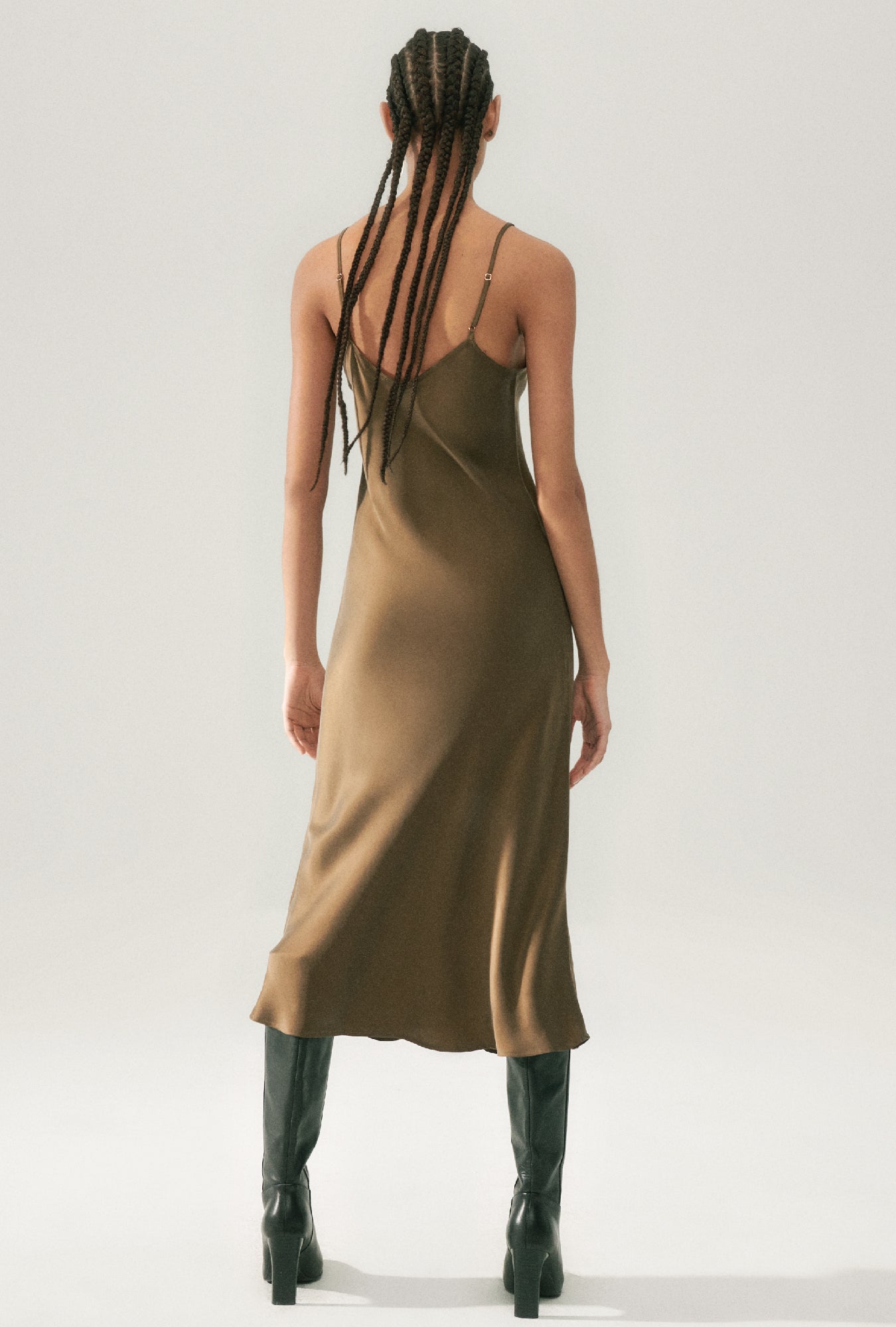 90S Slip Dress Dark Earth
