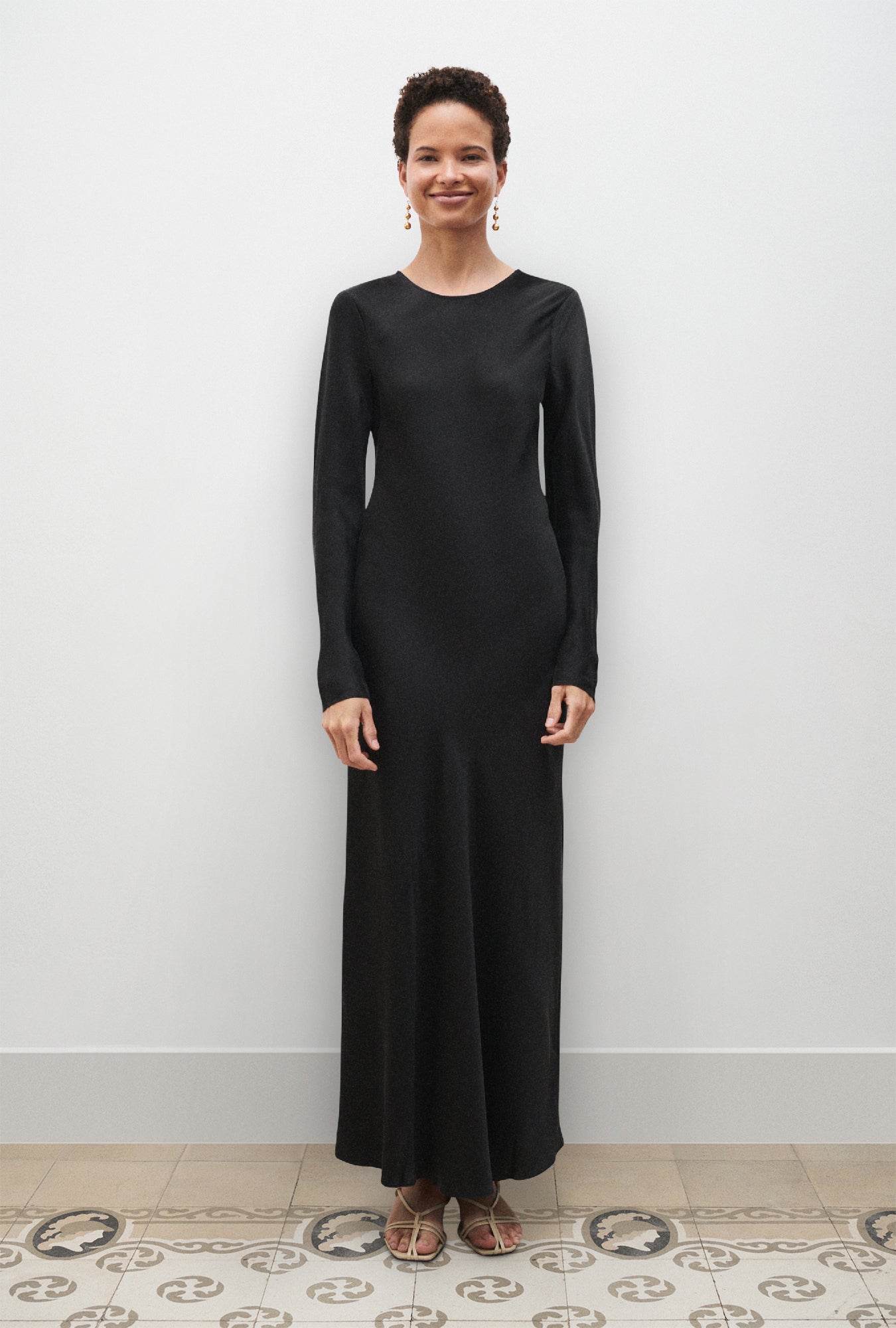 Full Sleeve Bias Dress Black