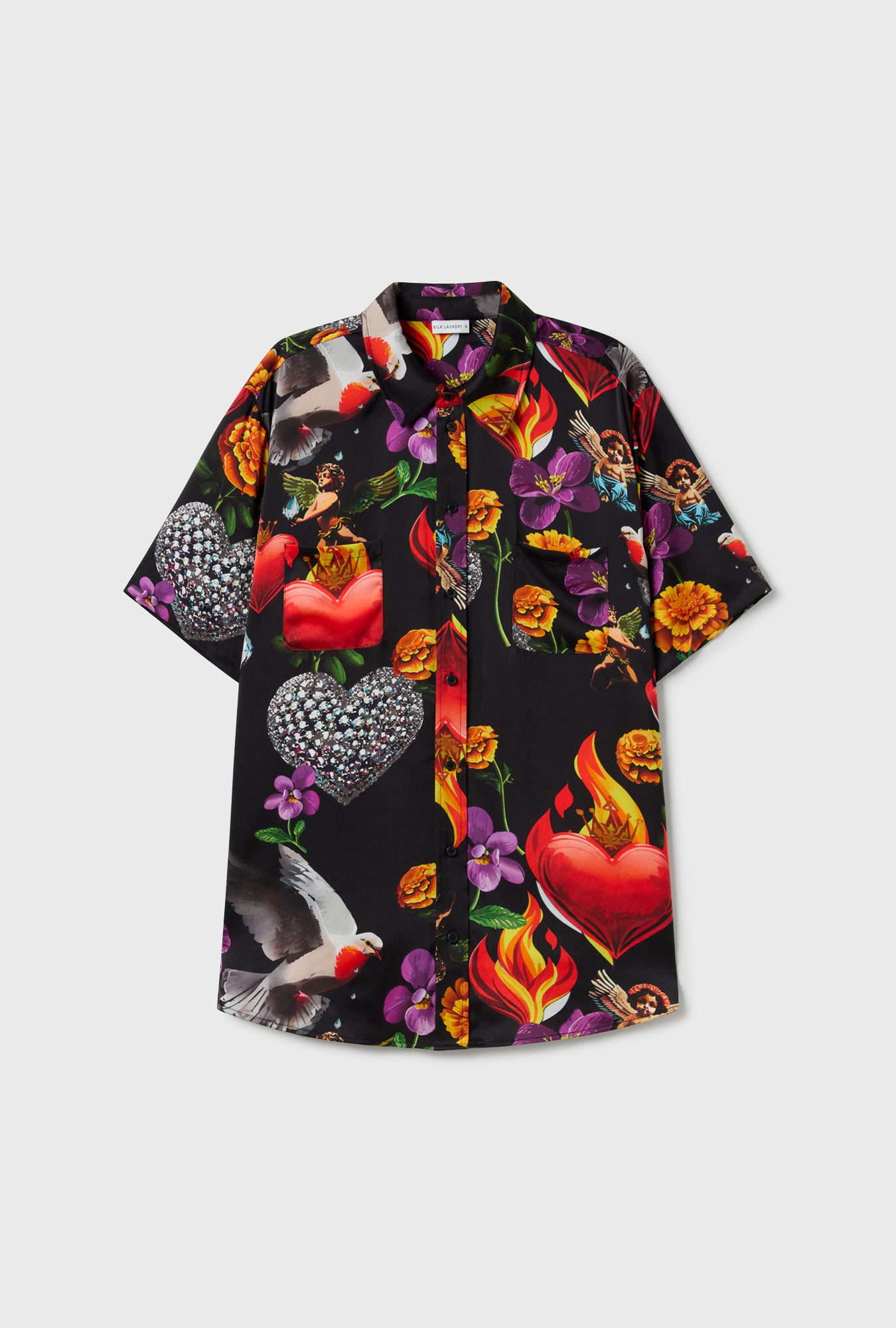 SHORT SLEEVE BOYFRIEND SHIRT DEARLY BELOVED BLACK