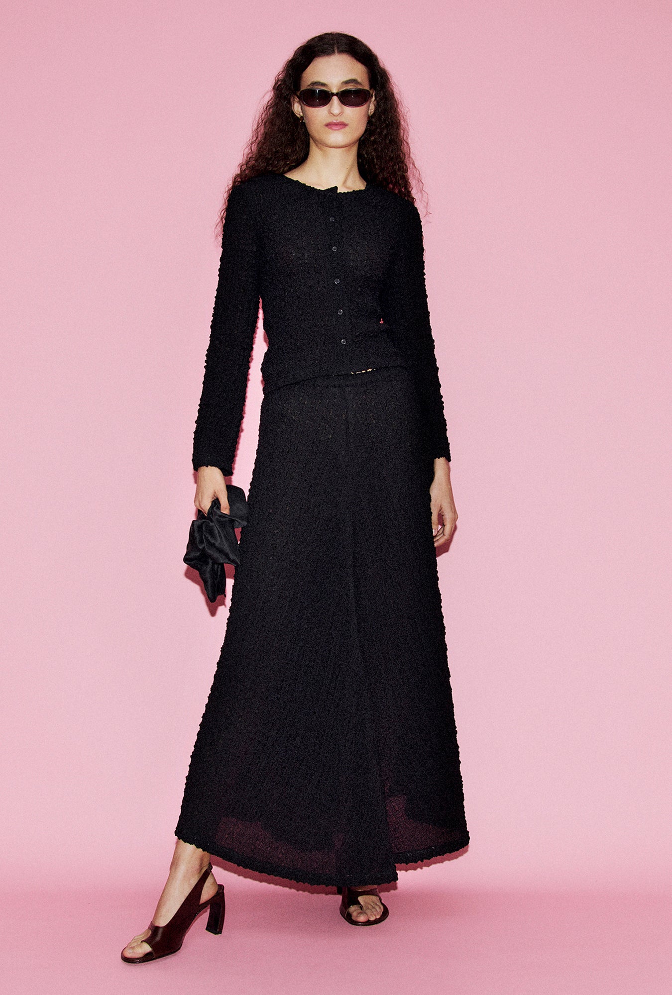 Pebble Long Sleeve Elena Top Black