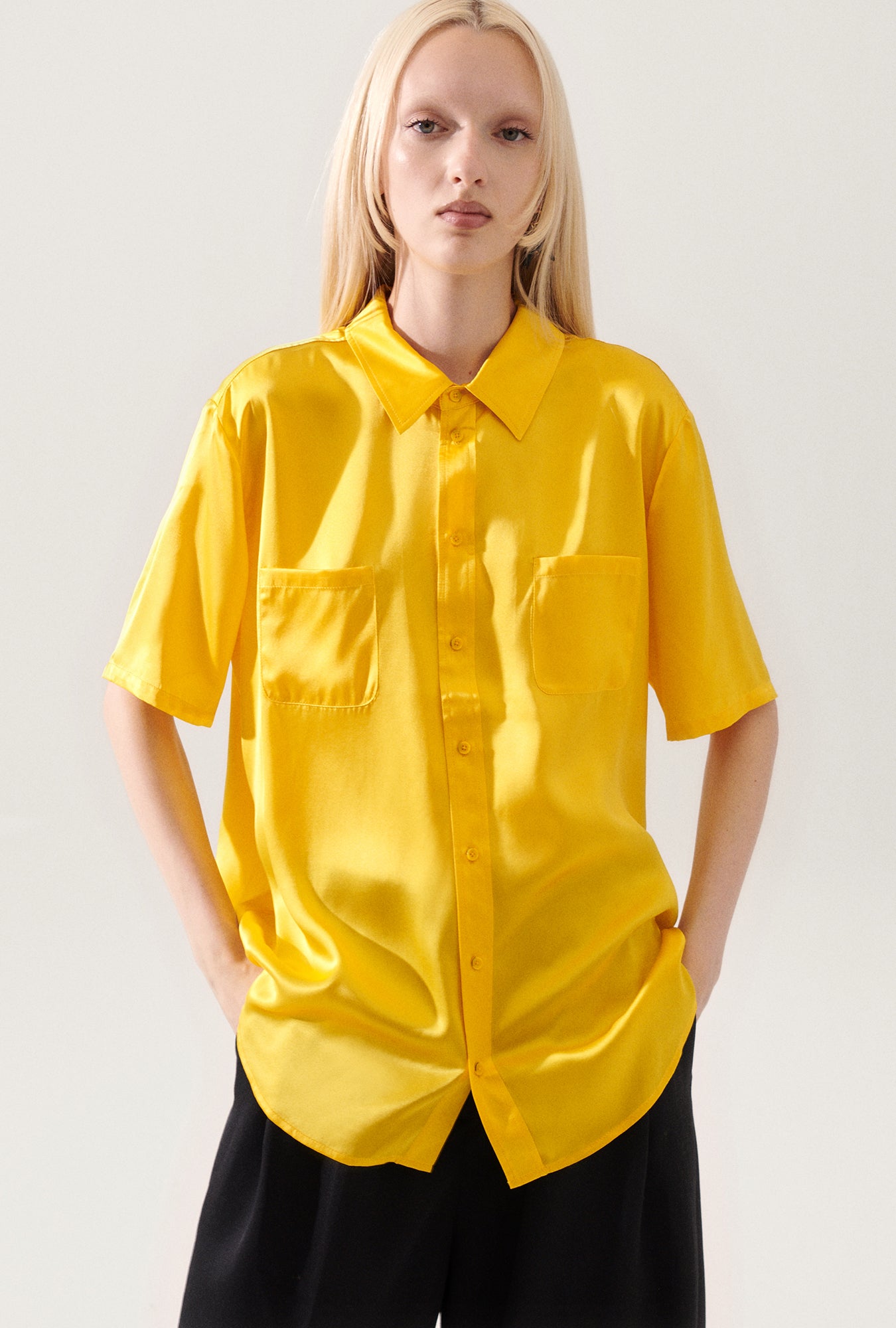 Short Sleeve Boyfriend Shirt Marigold