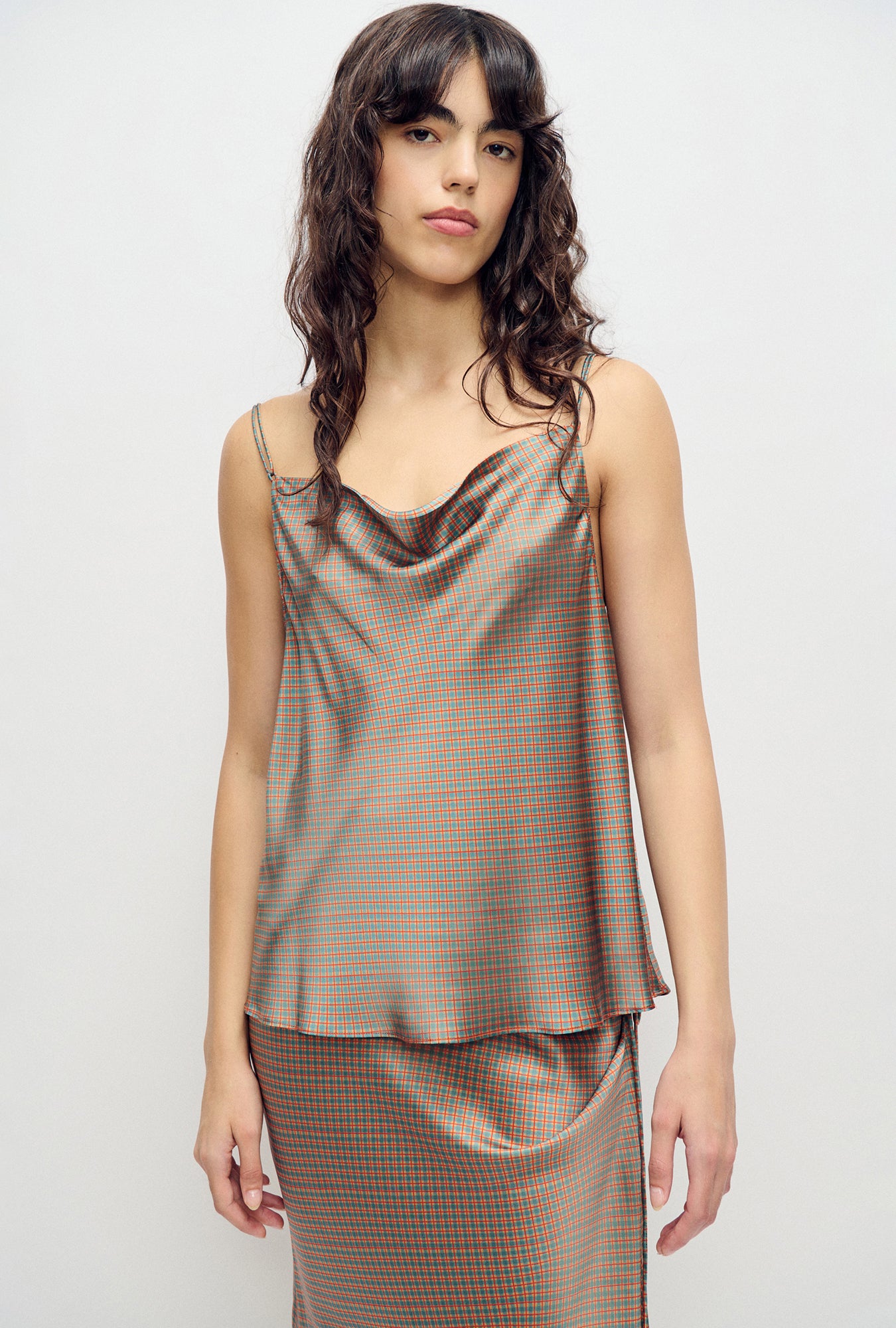 Drape Cami Micro Plaid