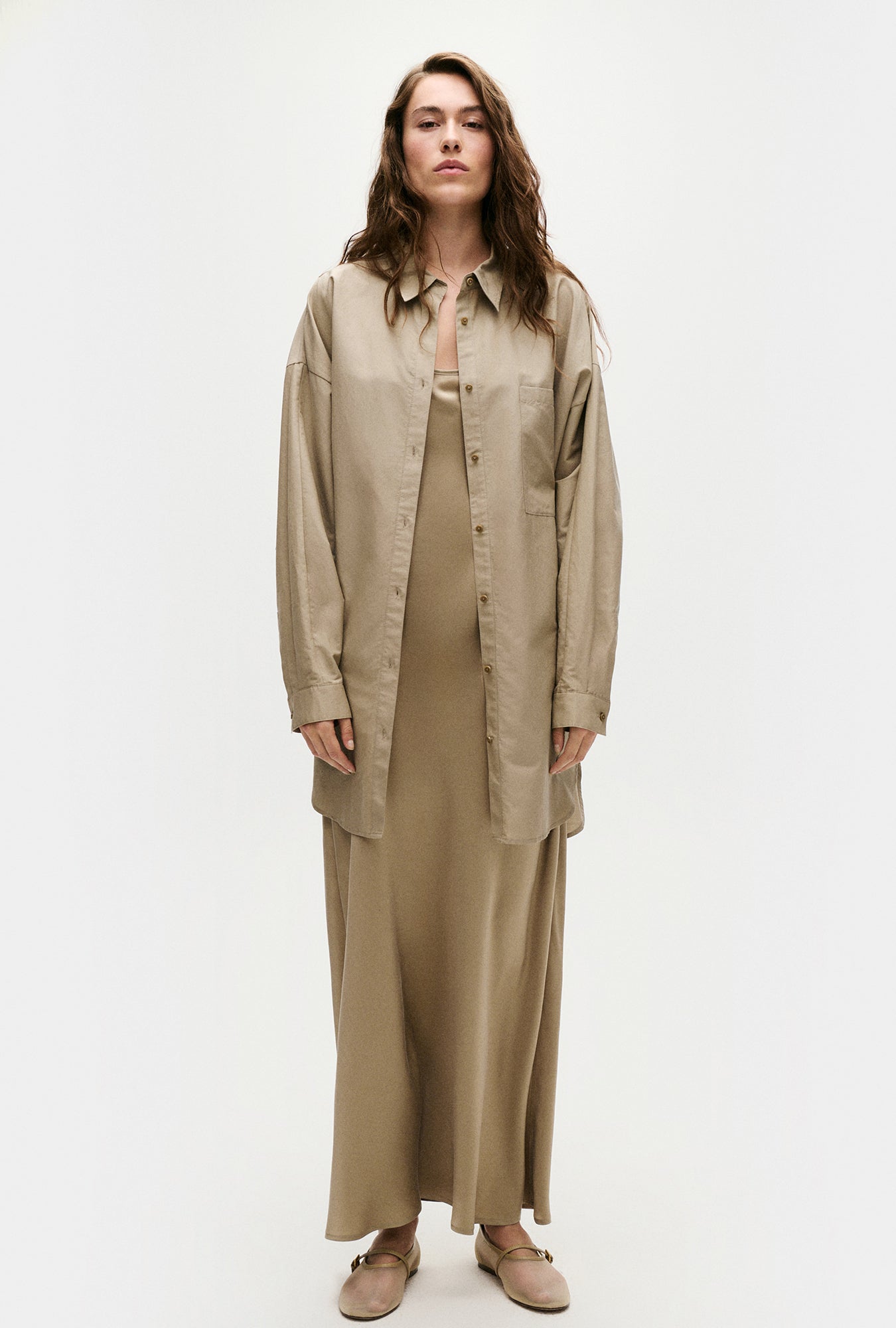 Cotton Silk Round Shirt Graphite