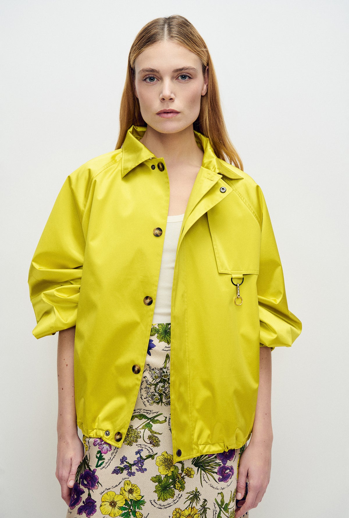 Coated Silk Bomber Jacket Wood Poppy Yellow