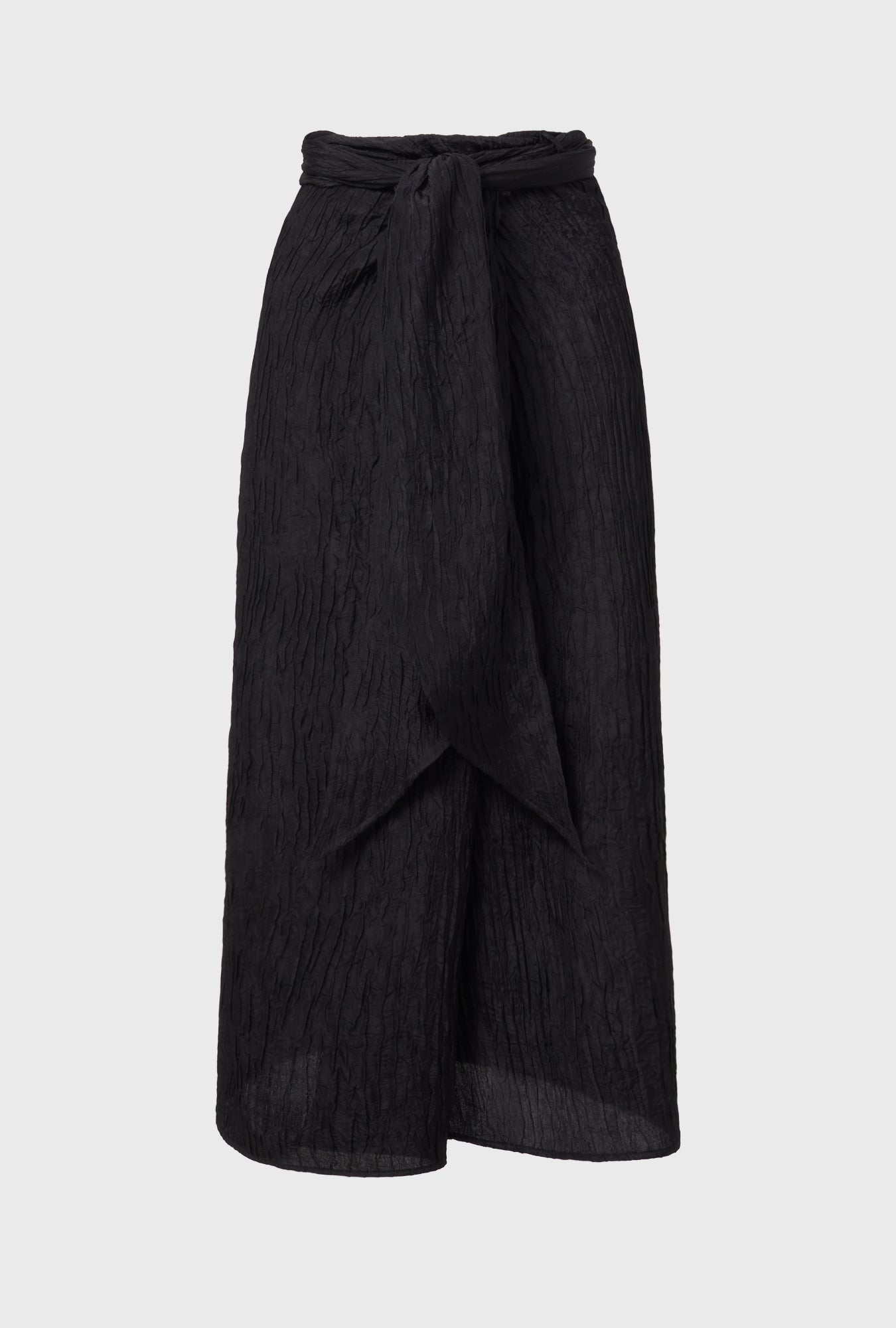 Crinkle Twisted Wrap Skirt Black