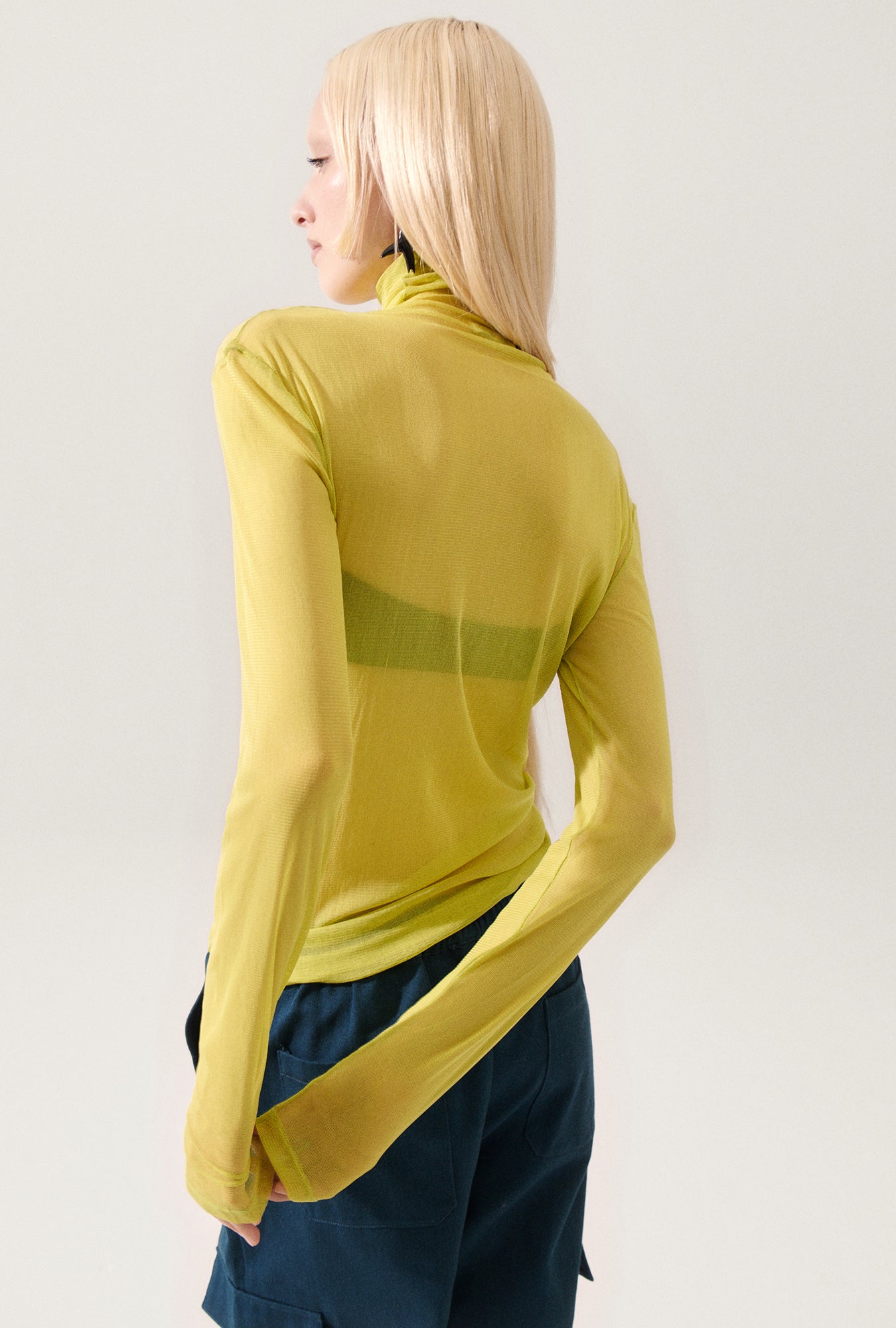 Silk Mesh Turtleneck Absinthe