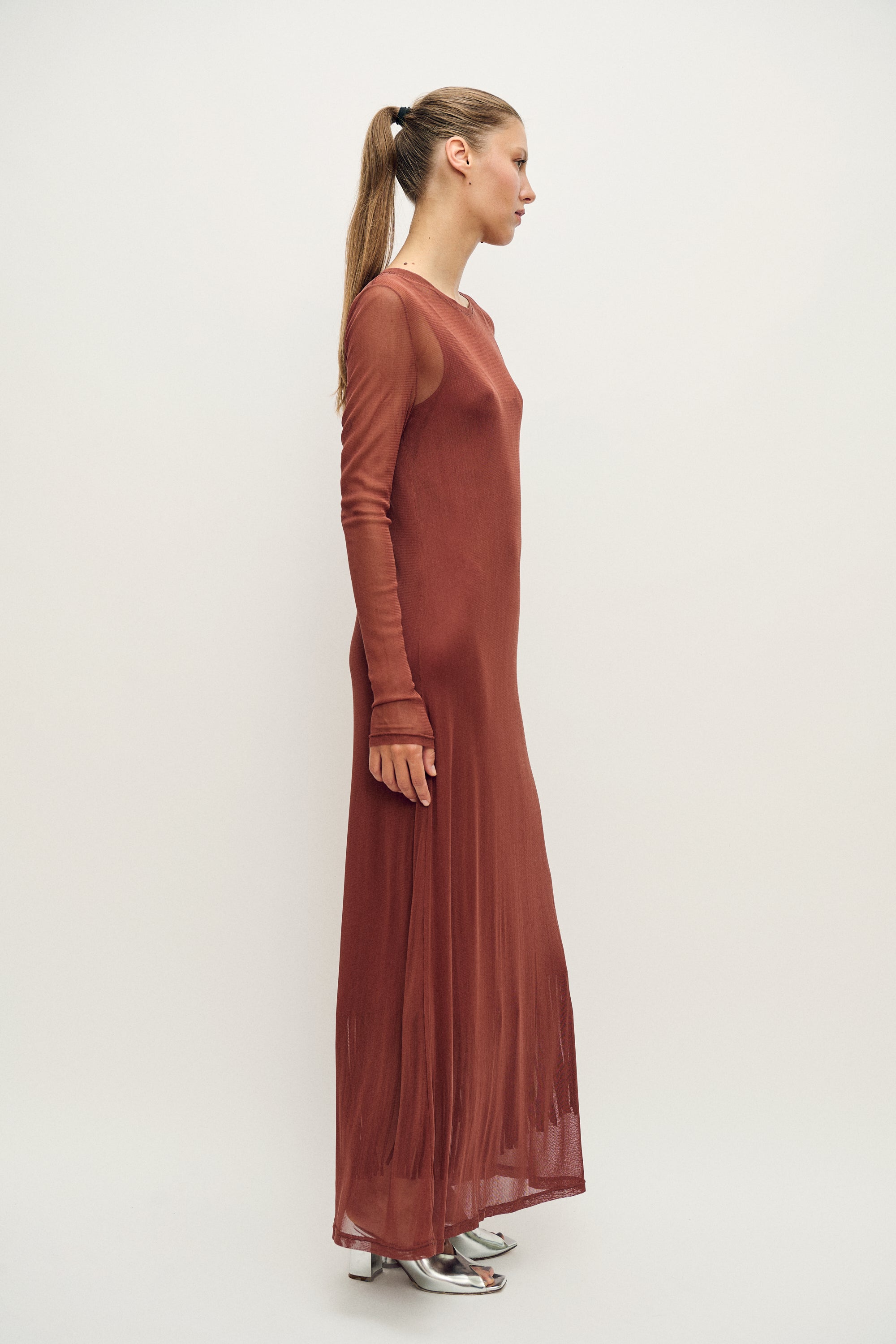 Mesh Long Sleeve Dress Canyon