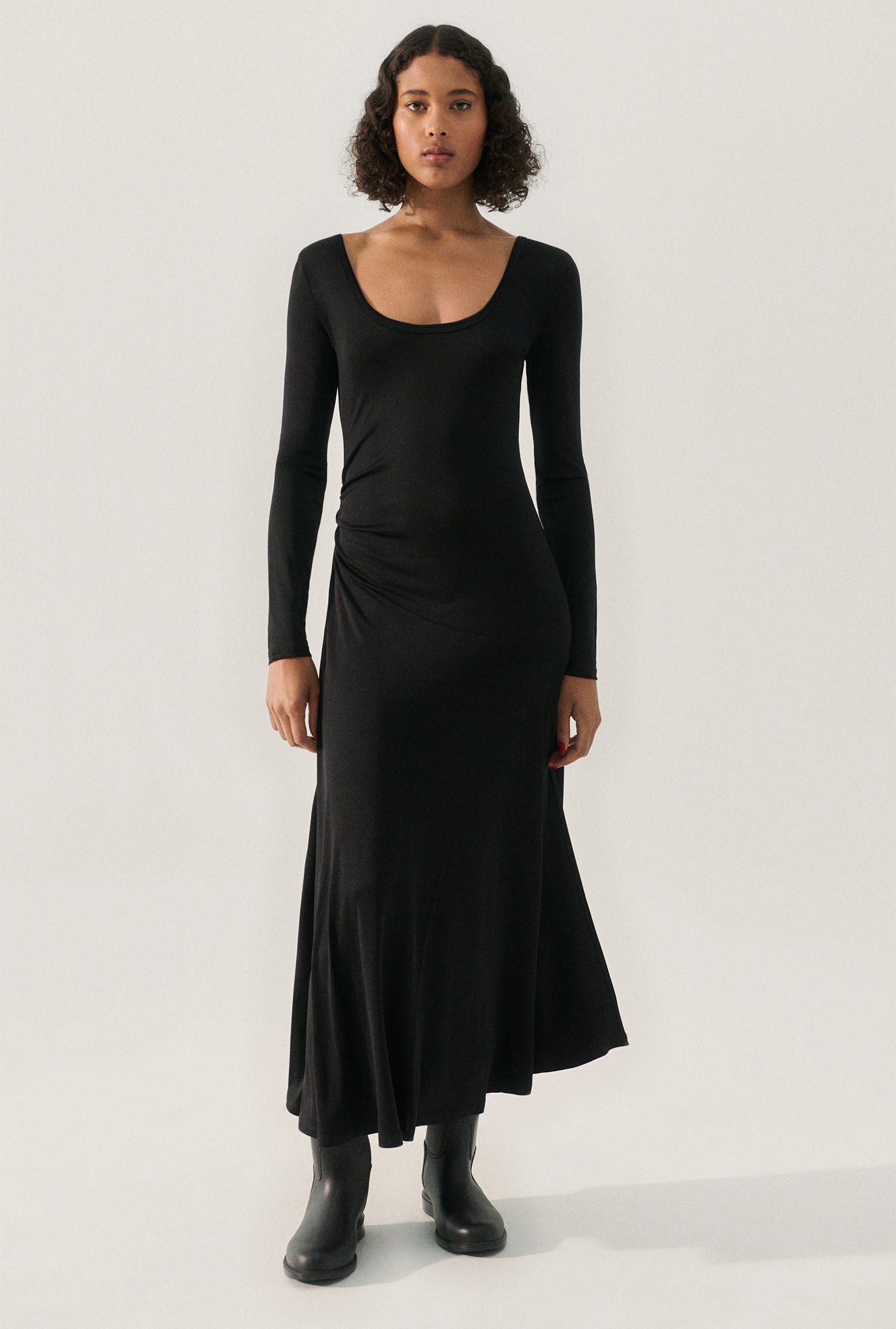 Jersey Long Sleeve Dress Black