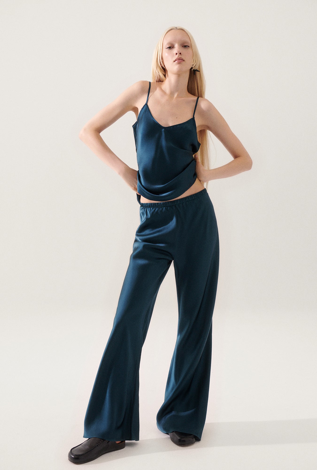 Bias Cut Pants Teal