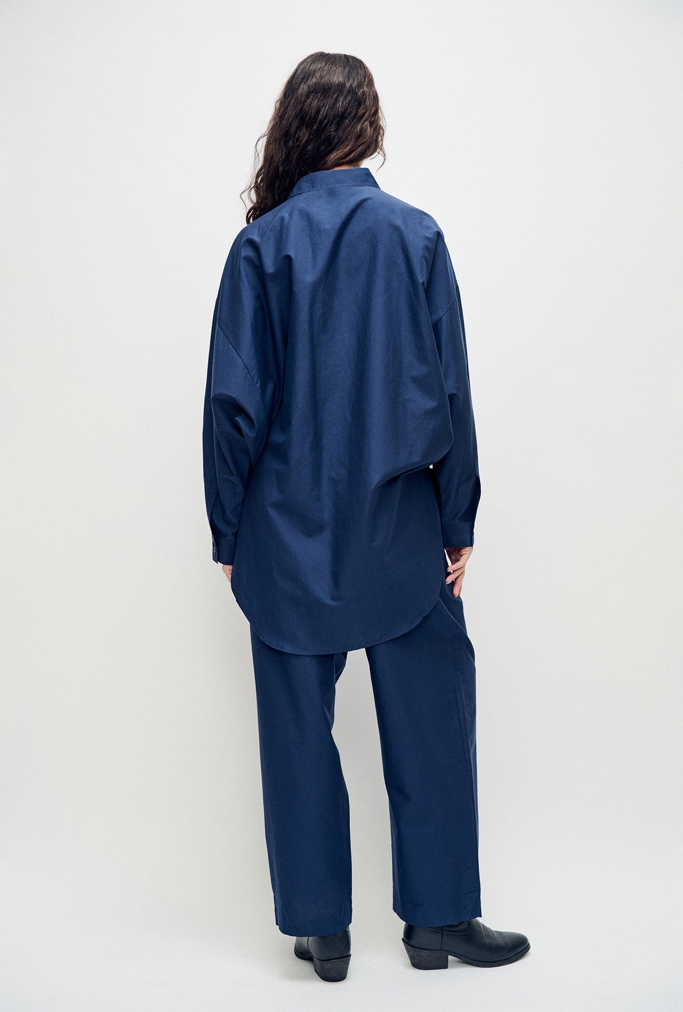 Cotton Silk Round Shirt Midnight