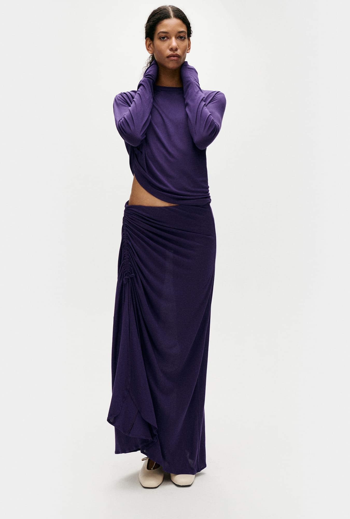 Jersey Modal Ruched Skirt Nightshade