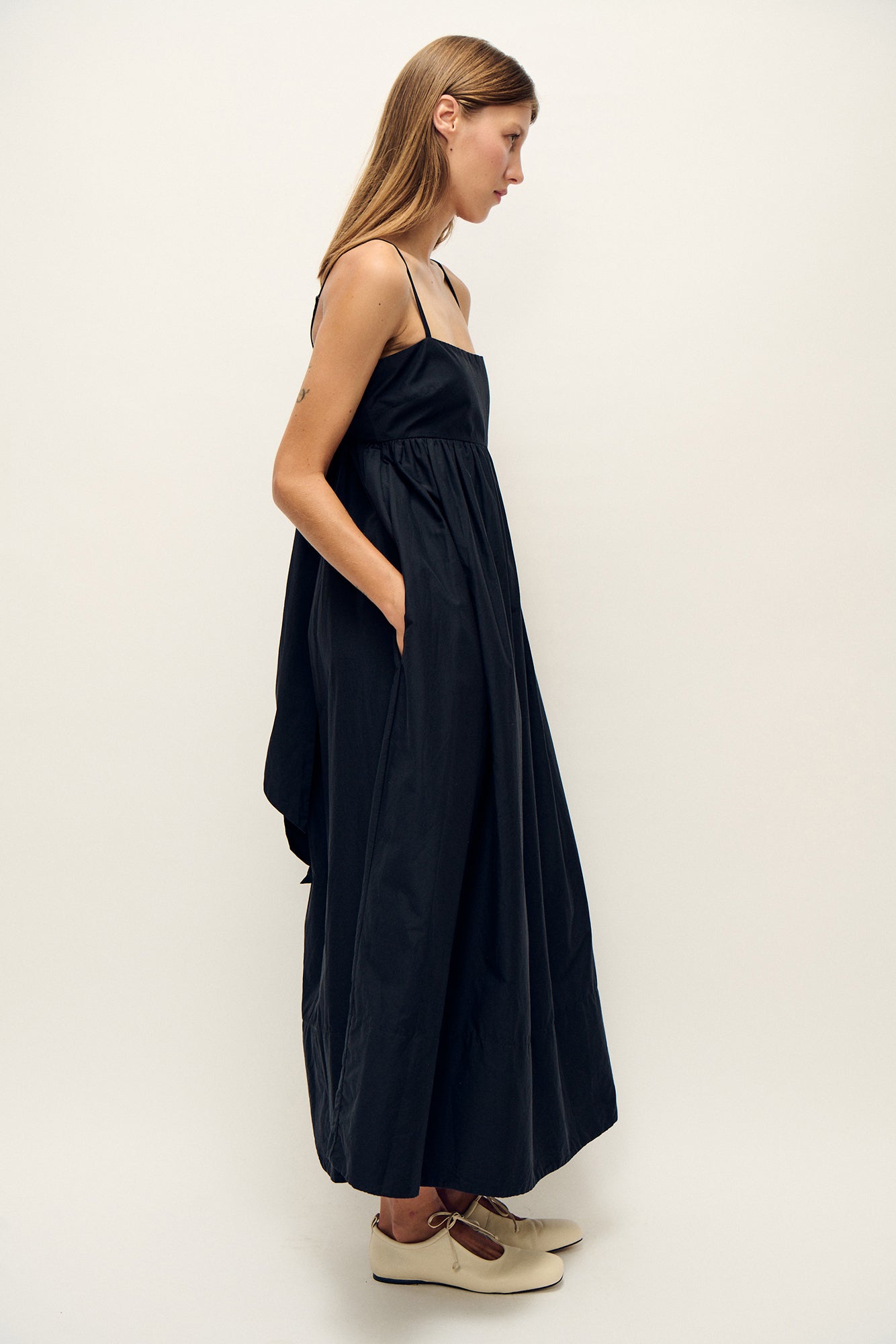 Cotton Silk Tulip Dress Black