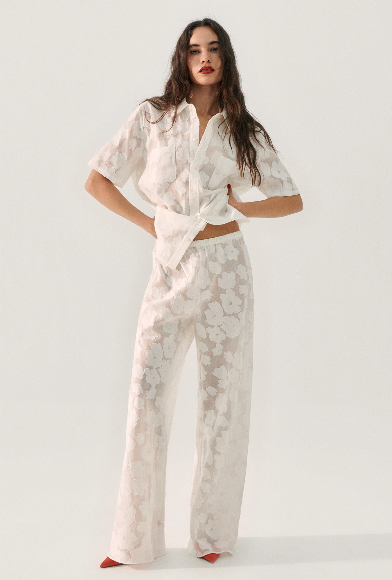 CLIP SILK SHORT SLEEVE BOYFRIEND SHIRT WHITE
