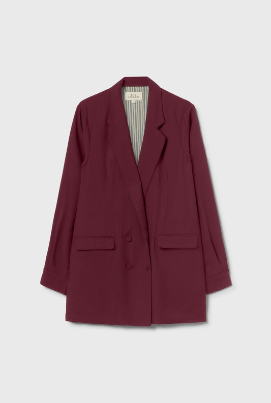 Wool Silk Relaxed Blazer Deadleaf