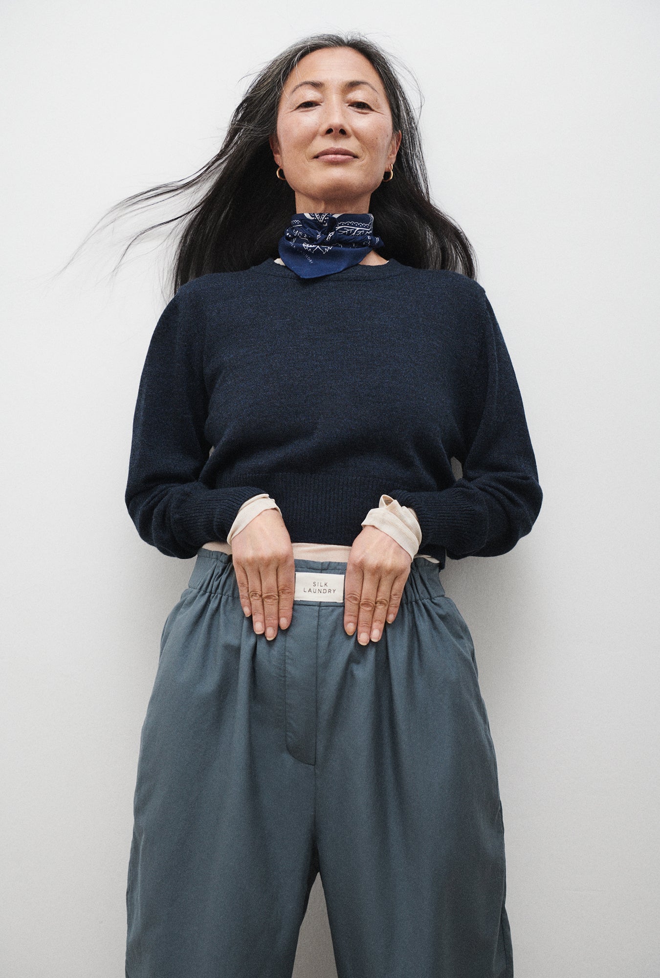 Cotton Silk Paper Bag Pants Slate