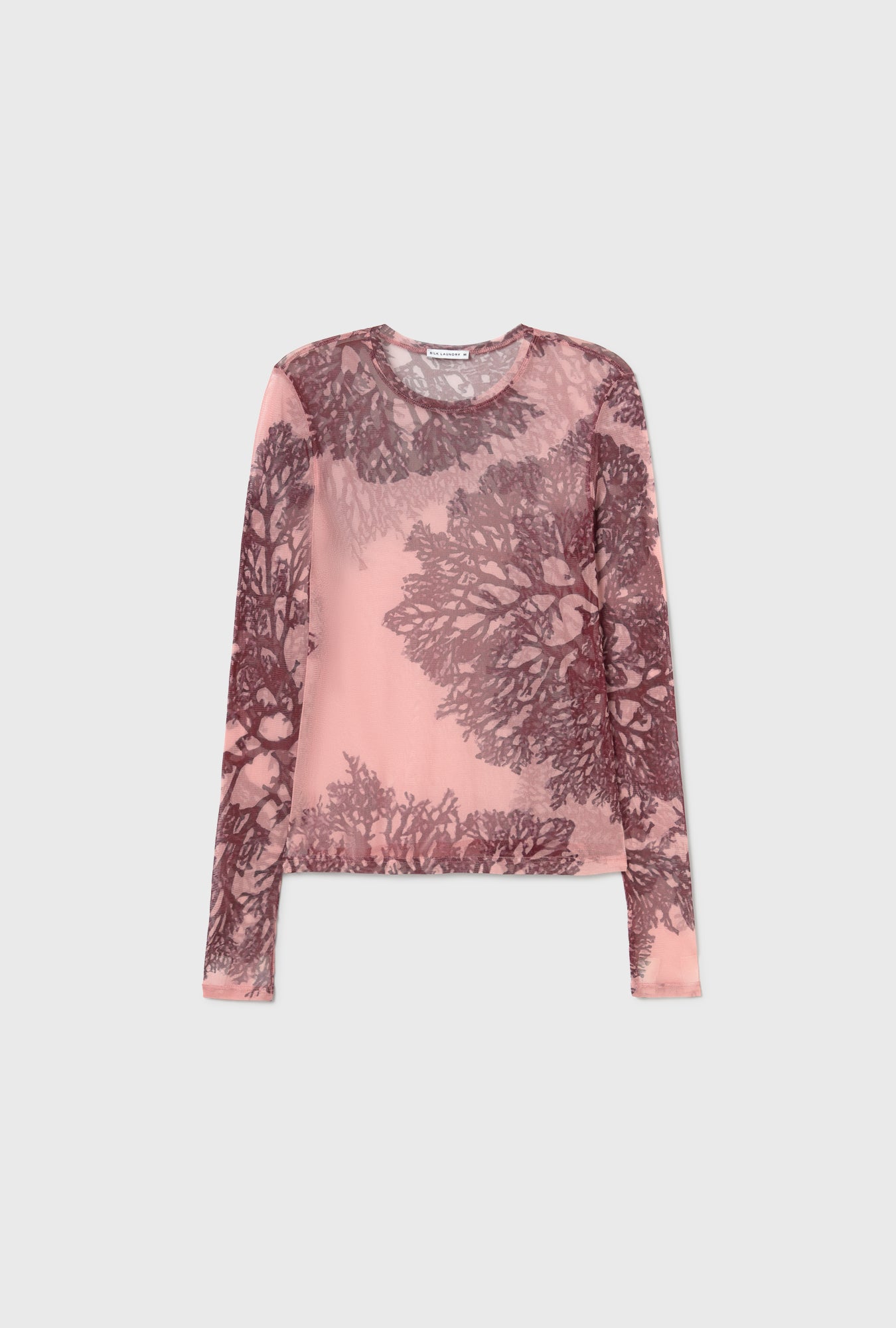 MESH LONG SLEEVE TOP PRESSED CORAL