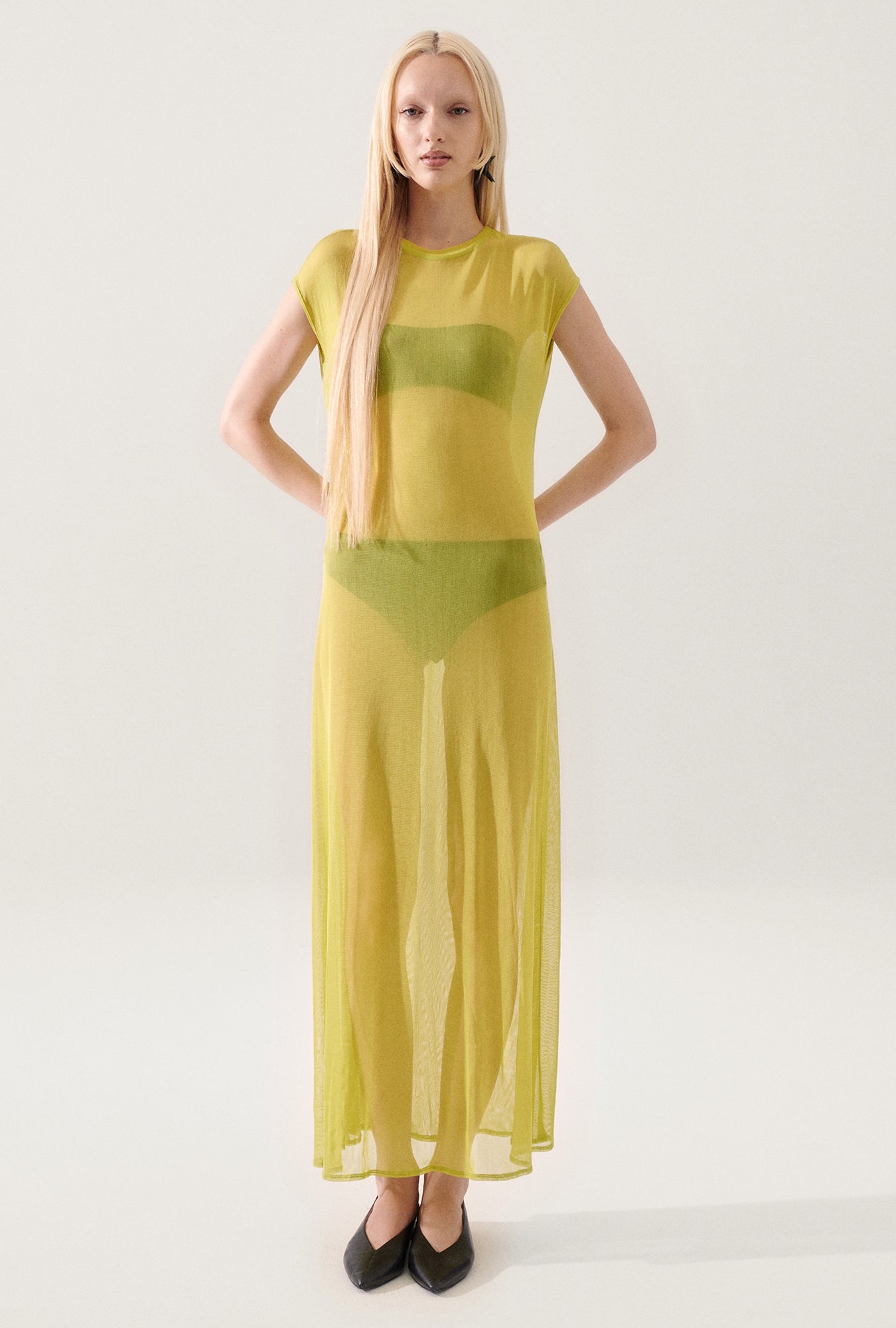 Silk Mesh Dress Absinthe