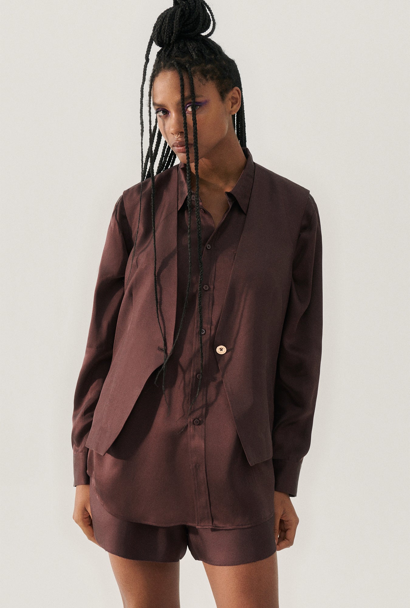 Twill Slouch Vest Cacao