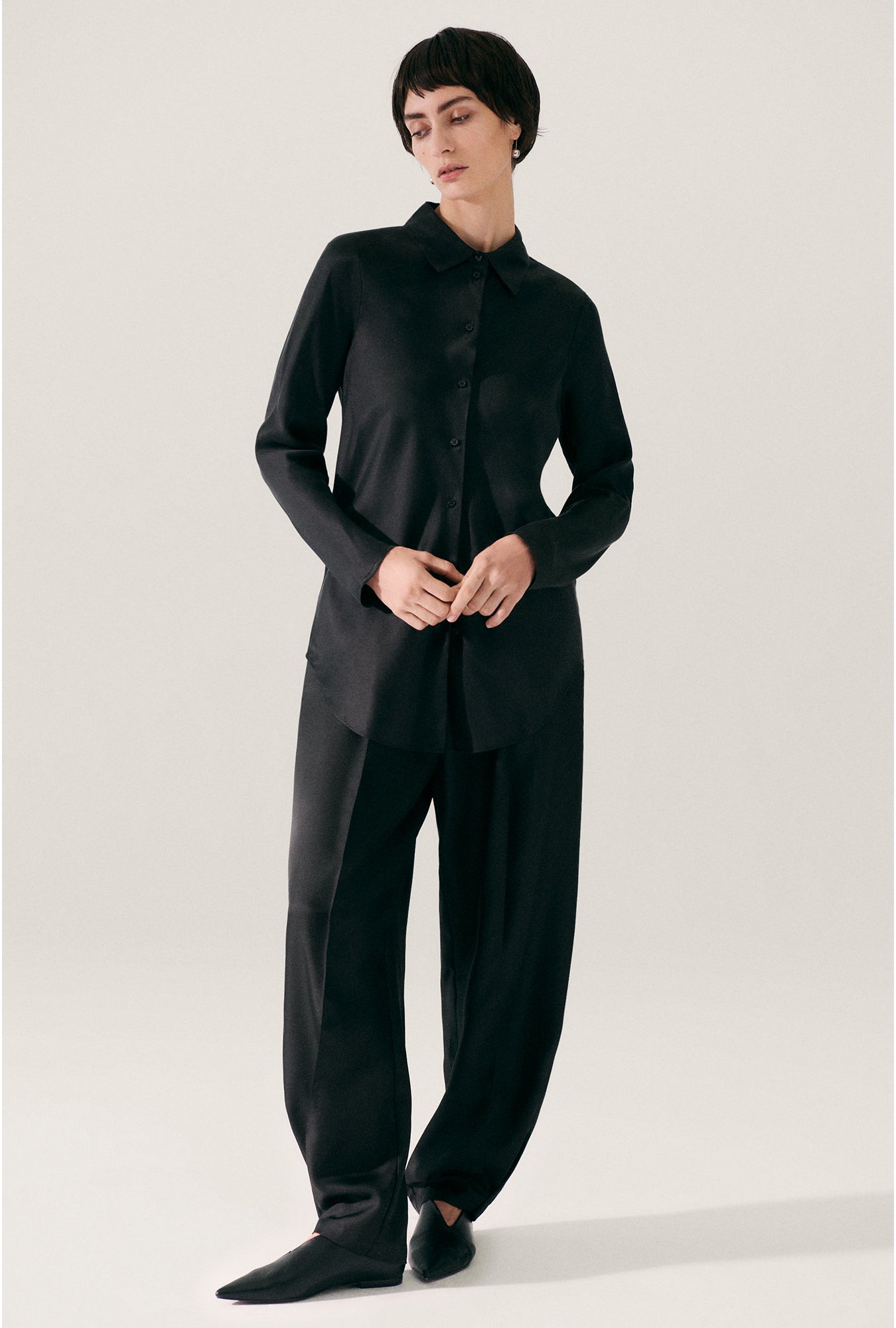 Bias Cut Shirt Black