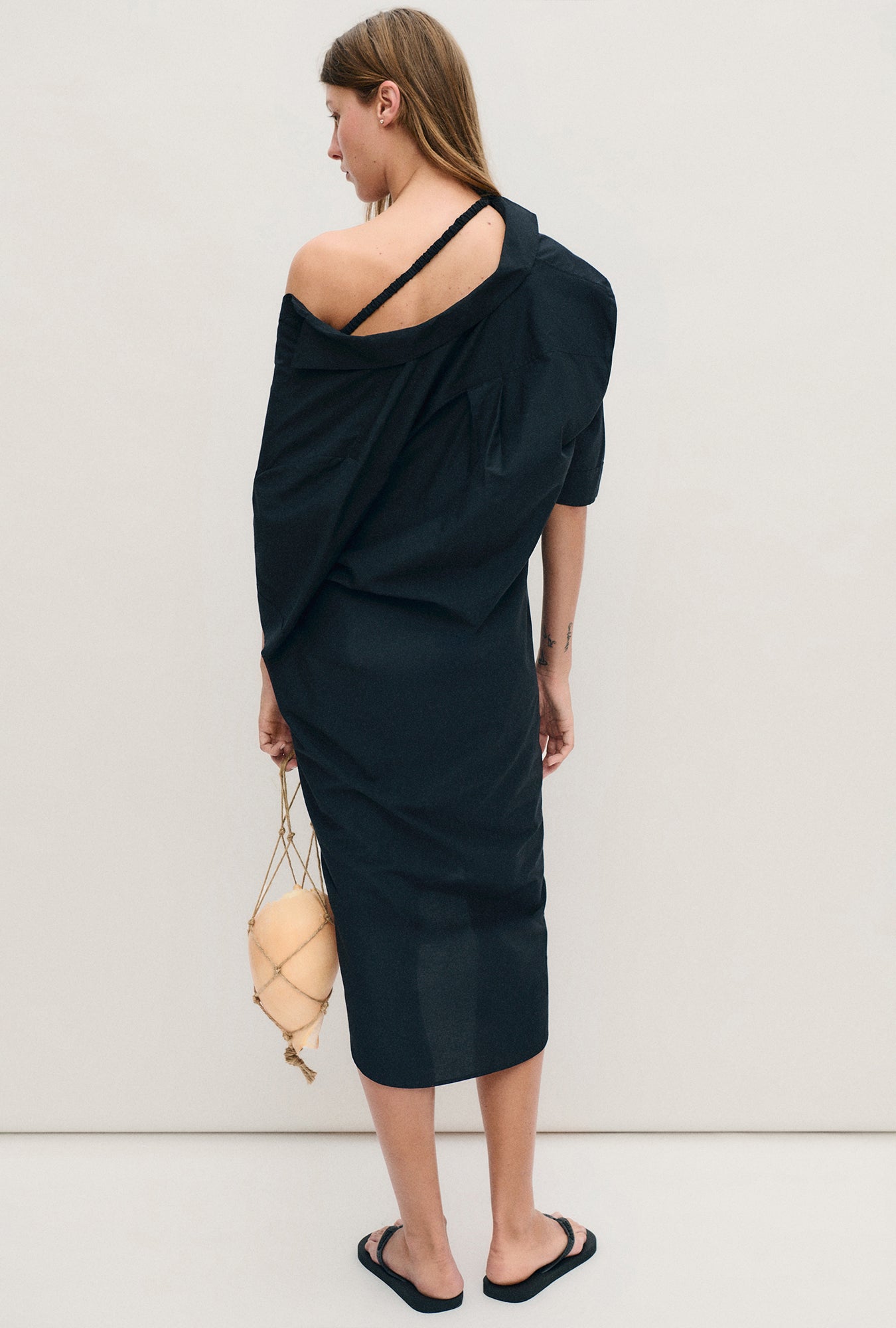 SHORT SLEEVE BOYFRIEND SHIRT DRESS BLACK