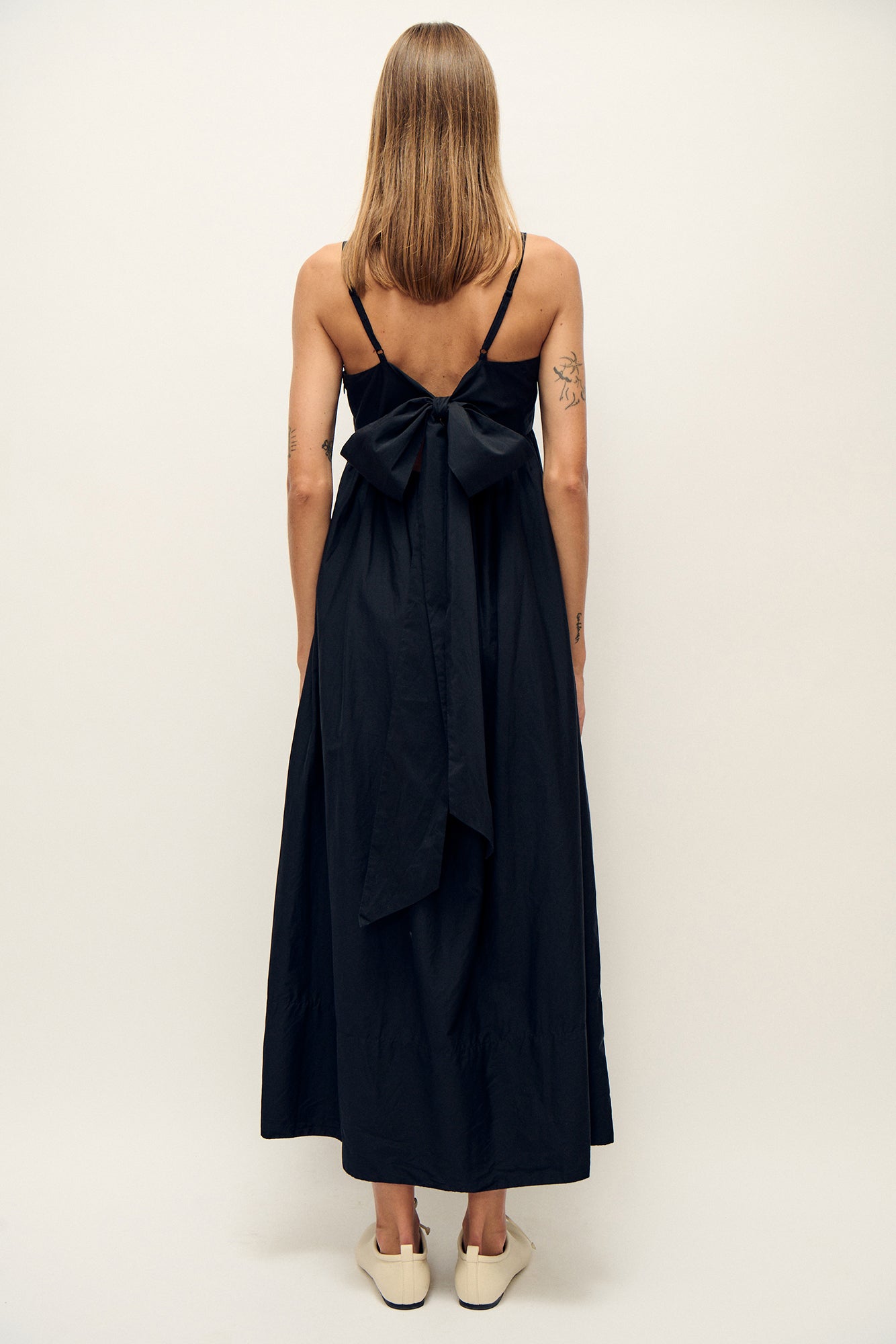 Cotton Silk Tulip Dress Black Cotton Silk Tulip Dress Black