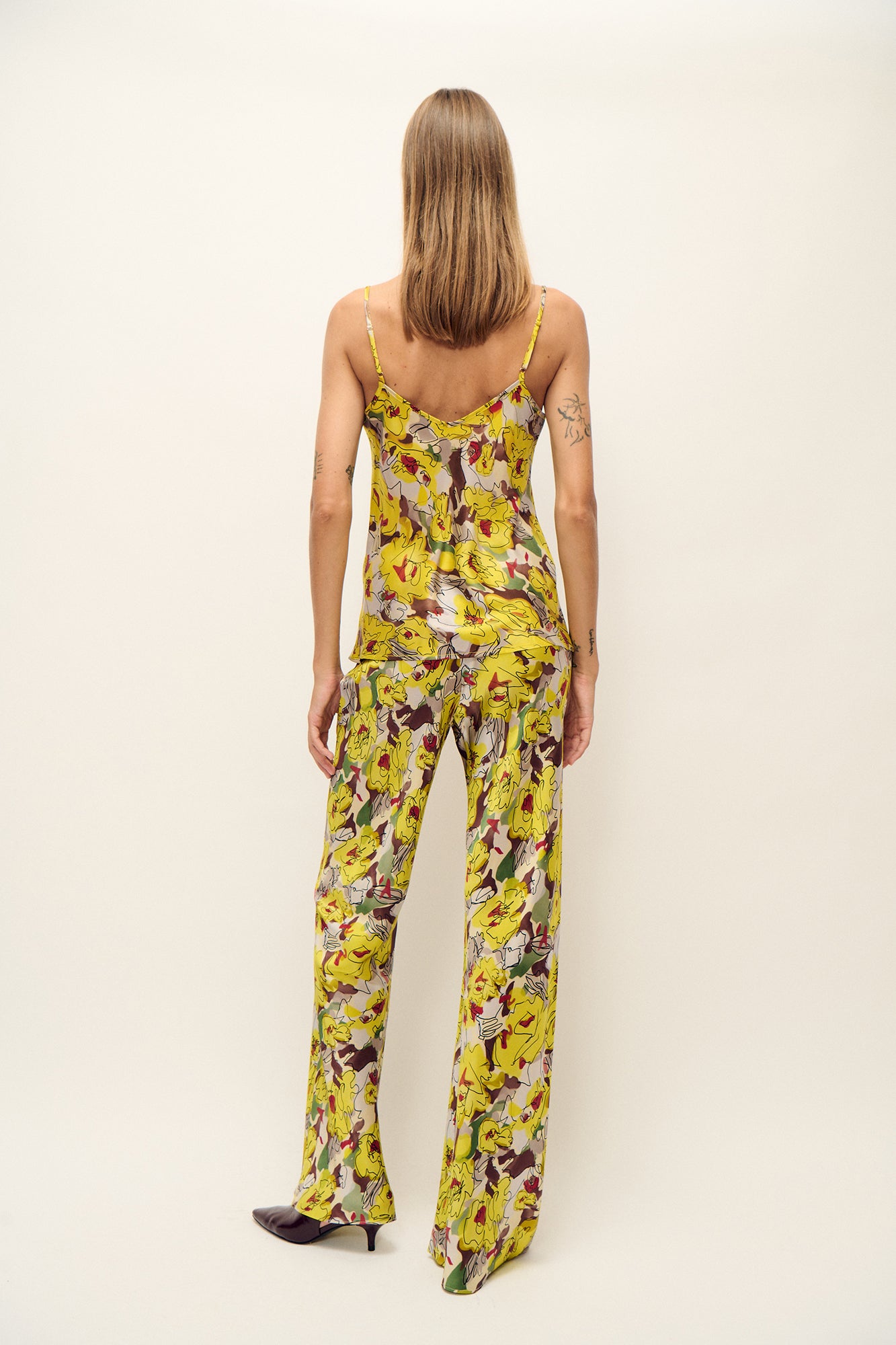 BIAS CUT PANTS SUNFLOWER FLORAL