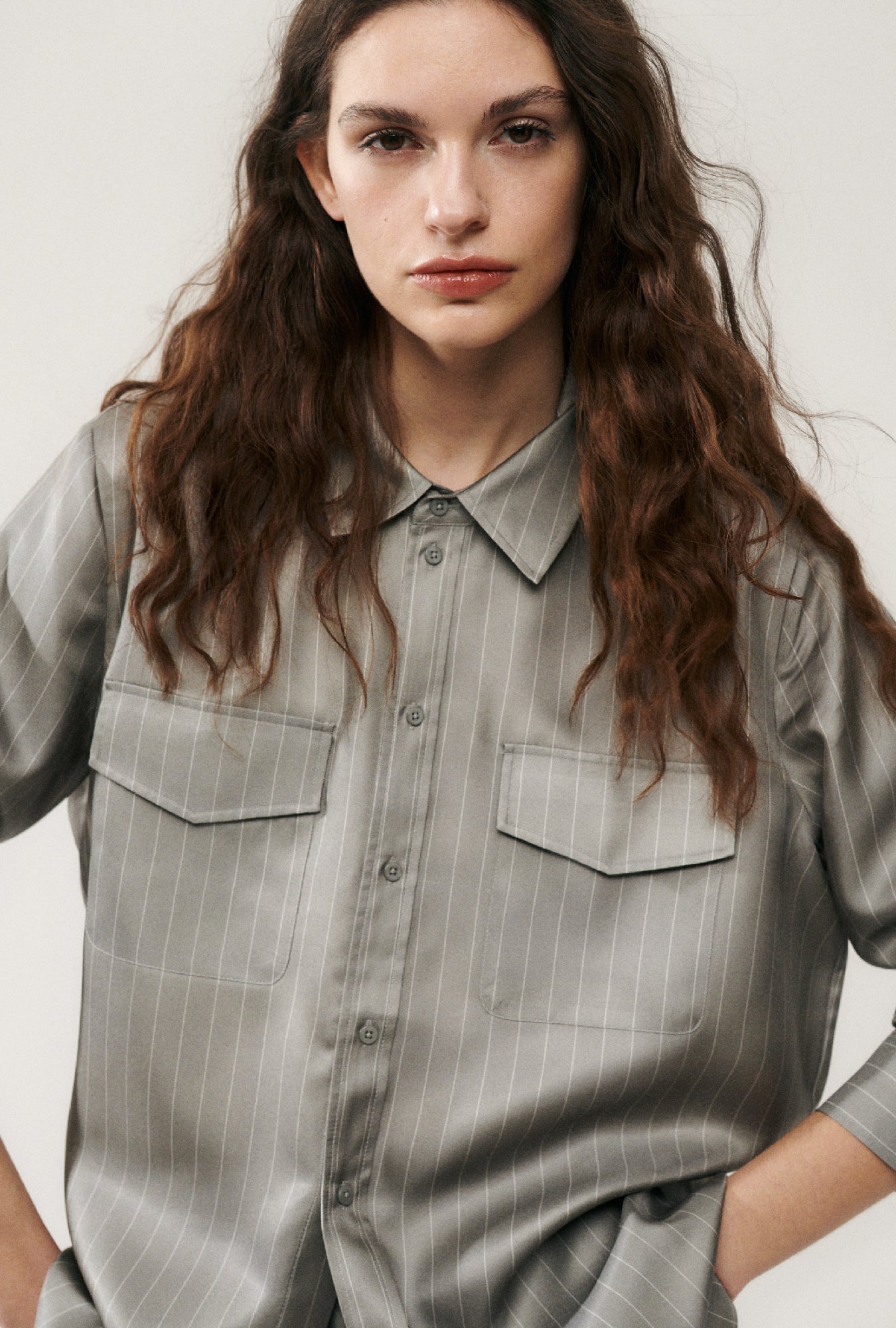 Twill Boyfriend Shirt Moon Pinstripe
